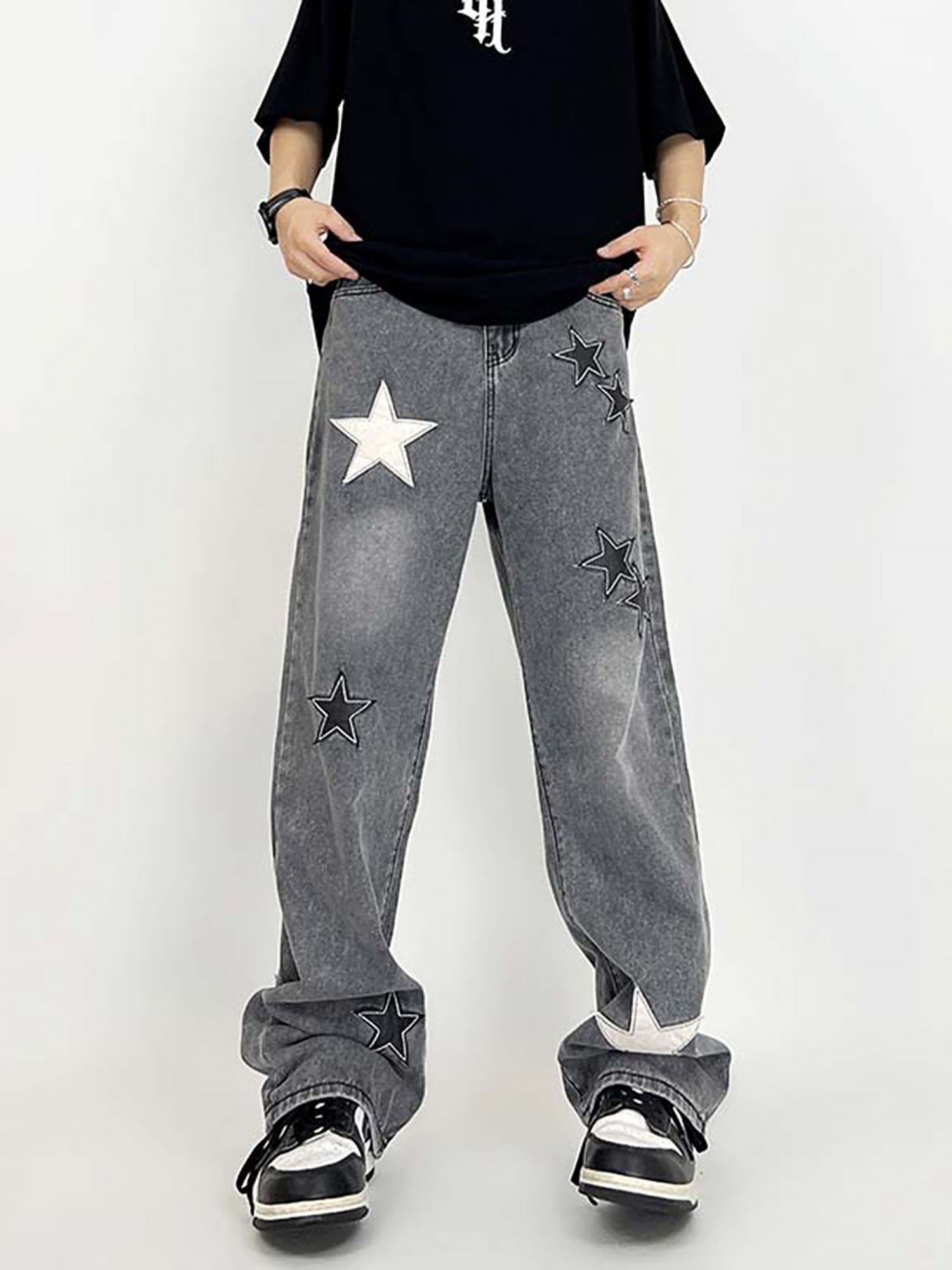 Sneakerhill Star Patch Embroidery Jeans SP230614FINO