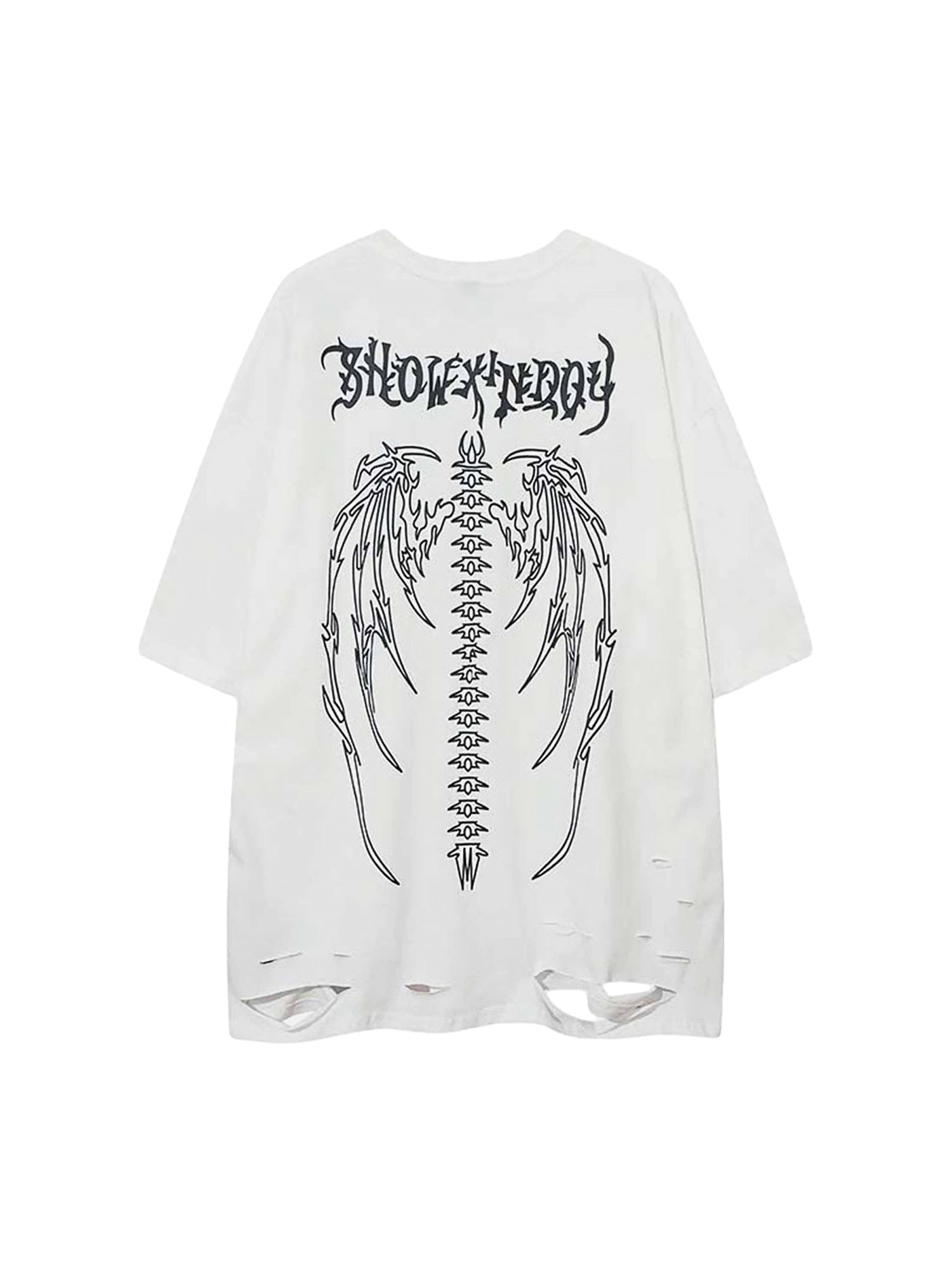 Sneakerhill Skeleton Wings Print Raglan T-Shirt - 2083