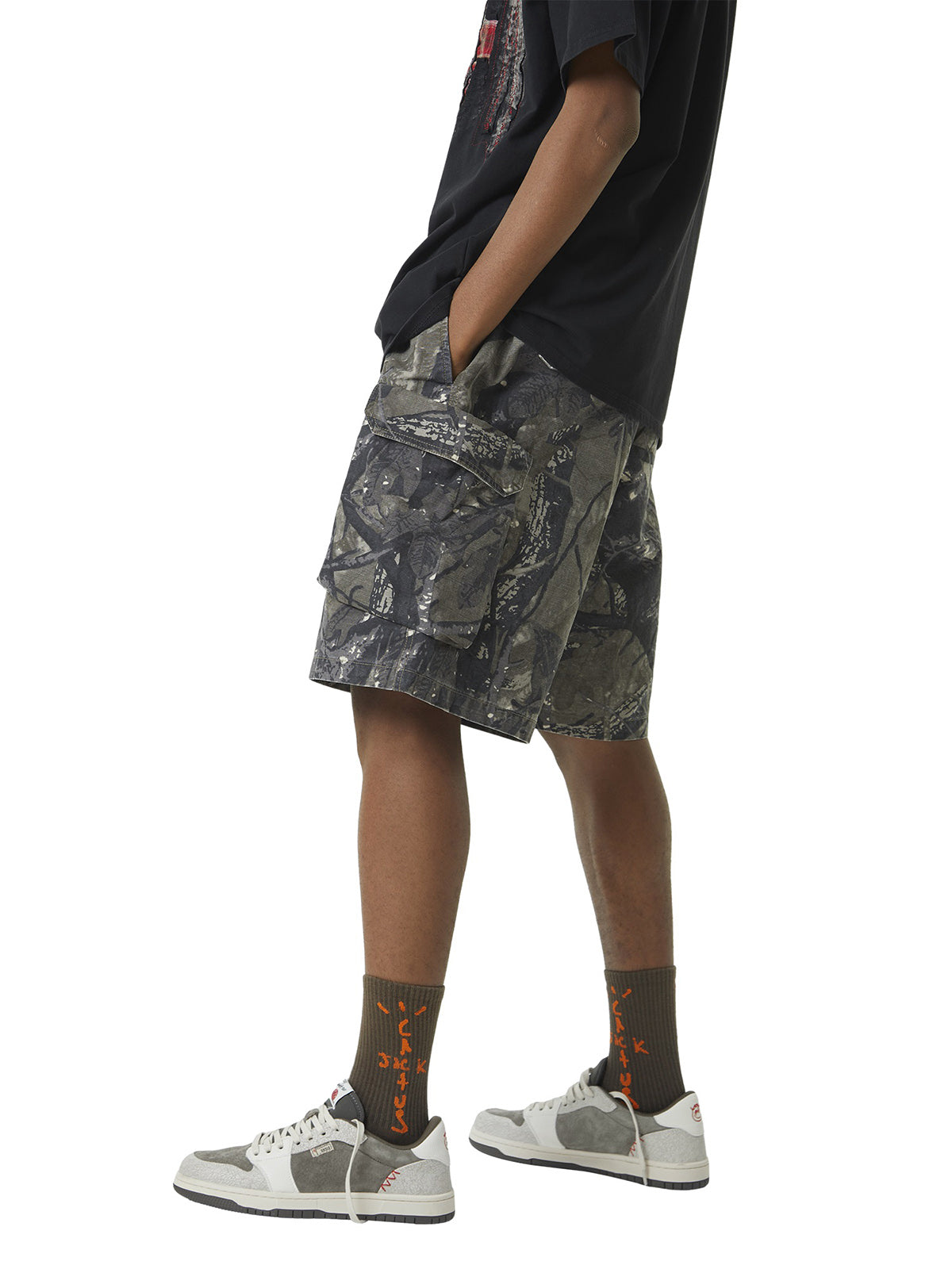 Sneakerhill Fallen Leaf Camouflage Pocket Workwear Shorts - 2050 SP2406042CVS