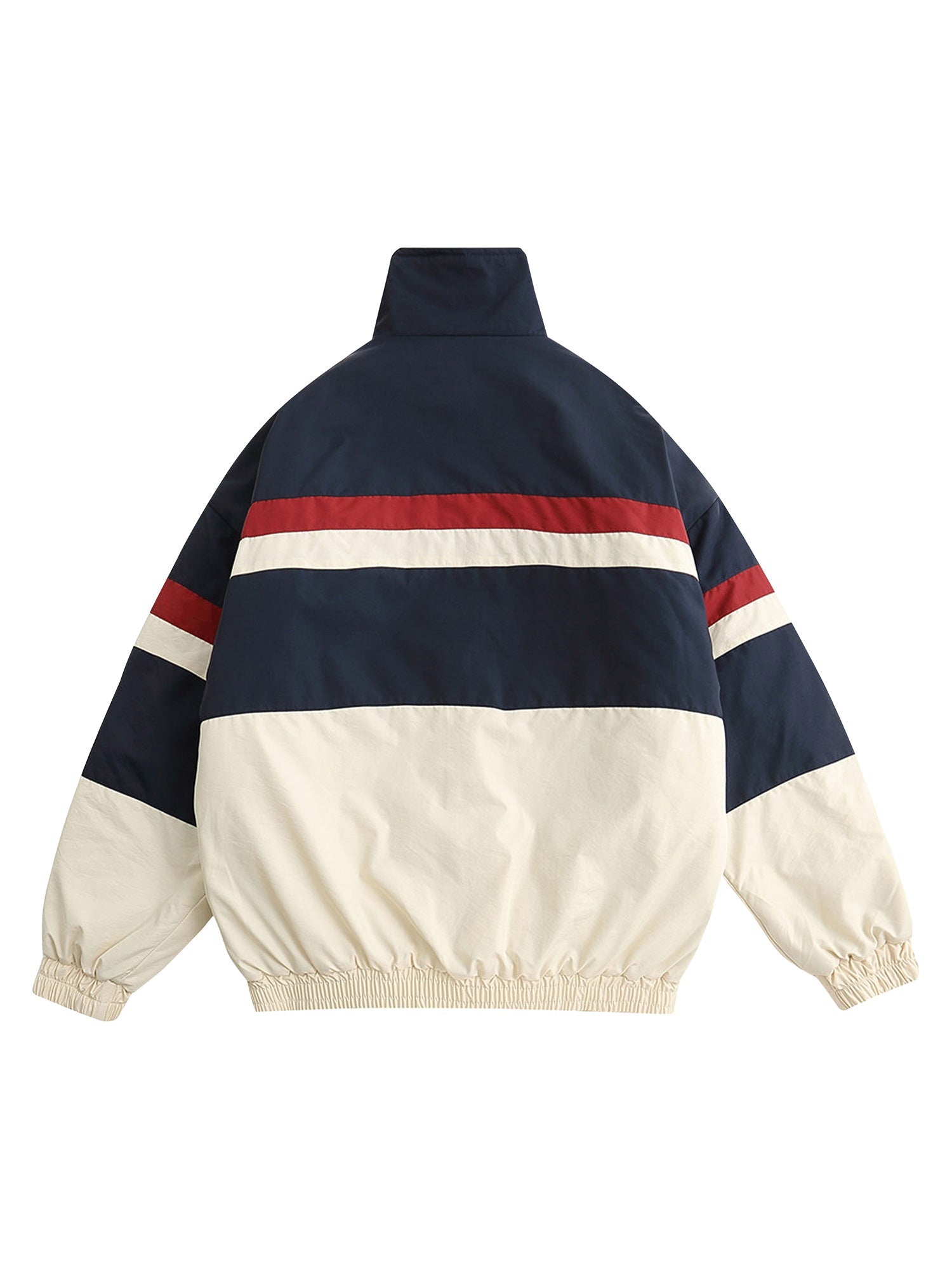 Sneakerhill Retro Letter Embroidery Color-Blocked Cotton Jacket - 1557 SP2212199K6V