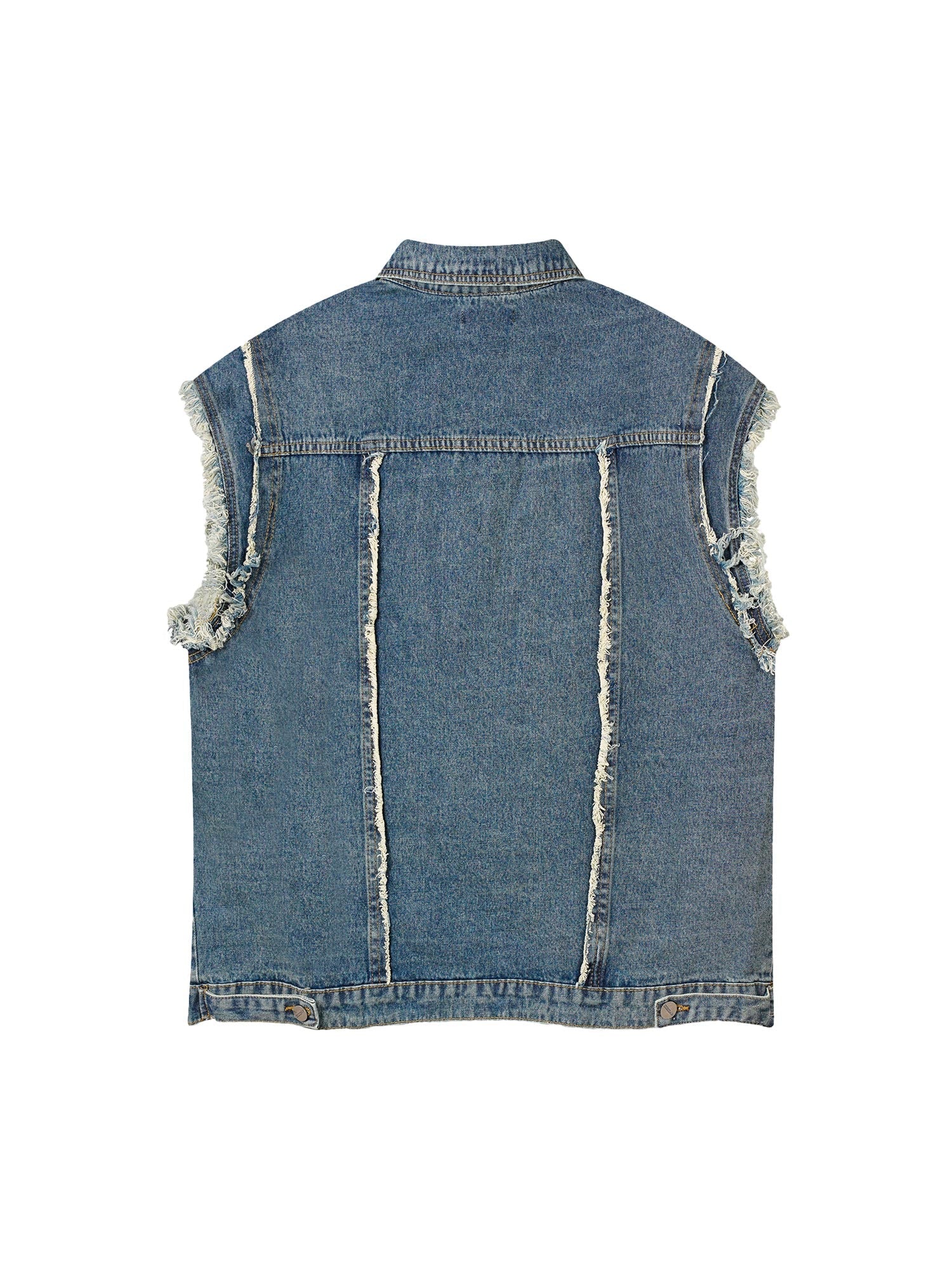 Sneakerhill High Street Washed Raw Edge Denim Vest SP240514PSD6