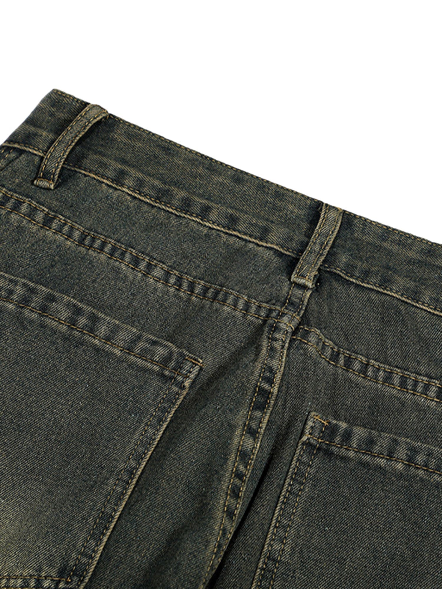 American Distressed Retro Multi-pocket Workwear Washed Jeans - sneakerhillcom