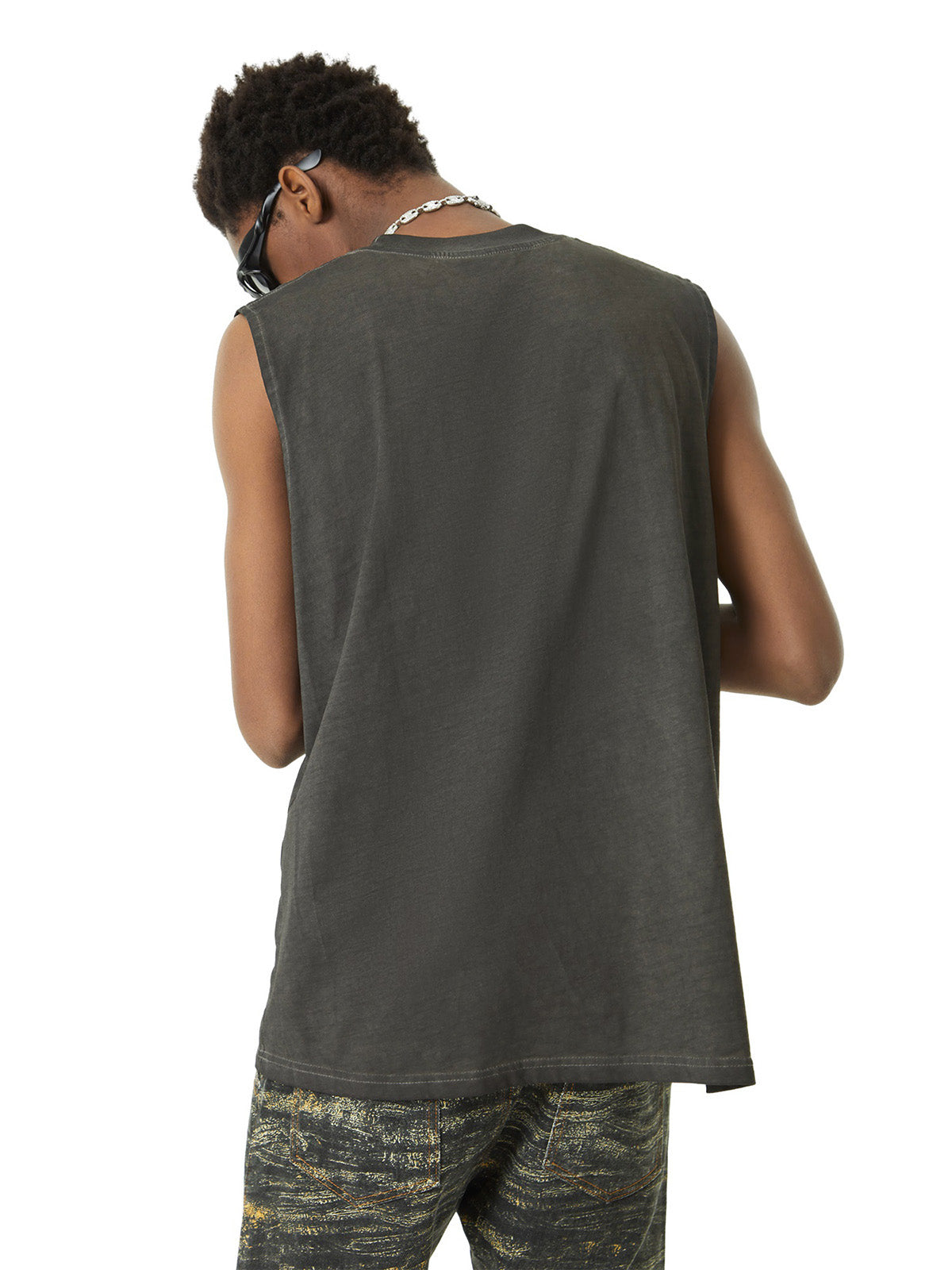 Sneakerhill Washed Flame Letters Street Rap Vest SP240604NMJV