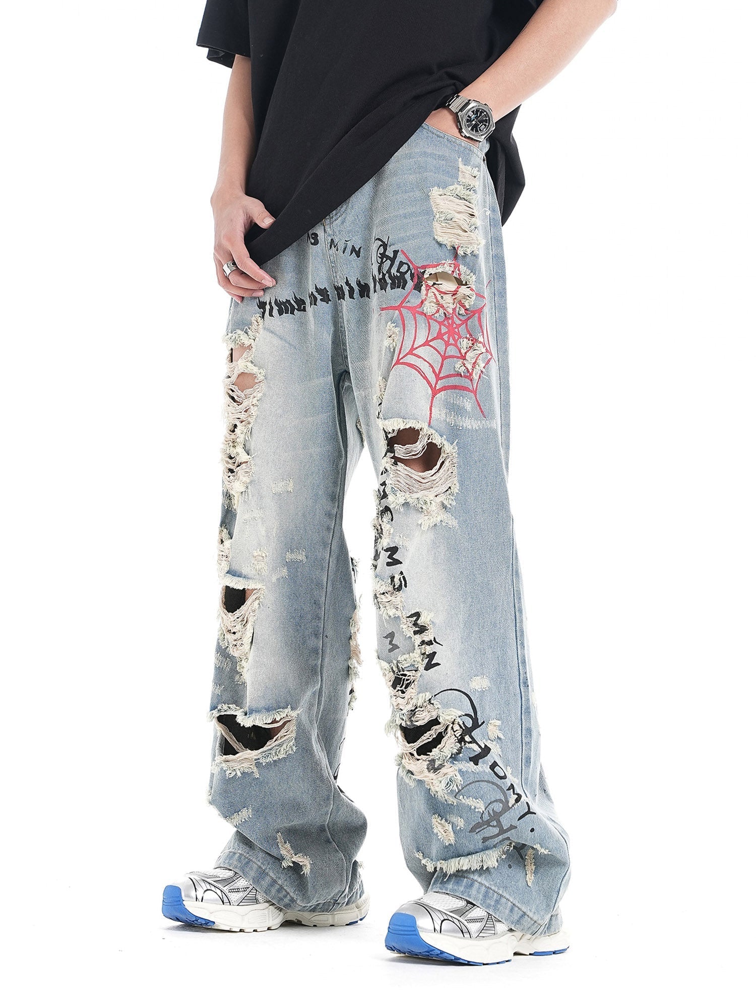 Personalized Cut Hand-printed Jeans - sneakerhillcom