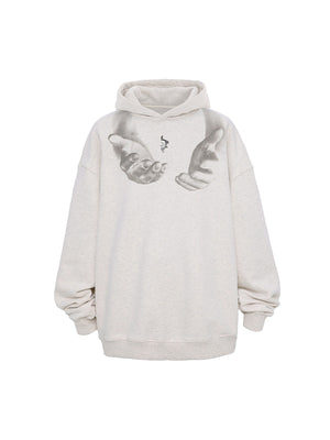 Sneakerhill Monogram Embroidered Hand Print Hoodie - 1876