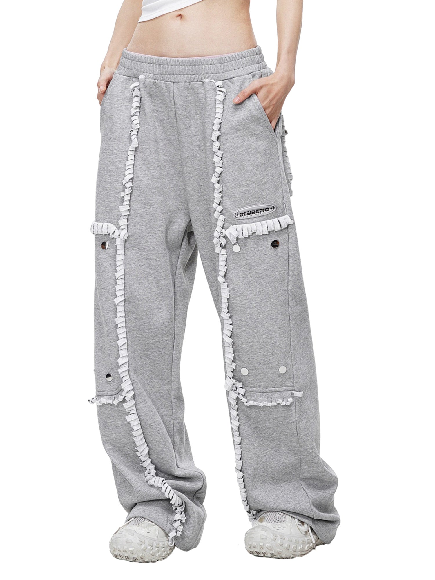 Sneakerhill High Street Spliced Button Patchwork Pants SP240426D7S4