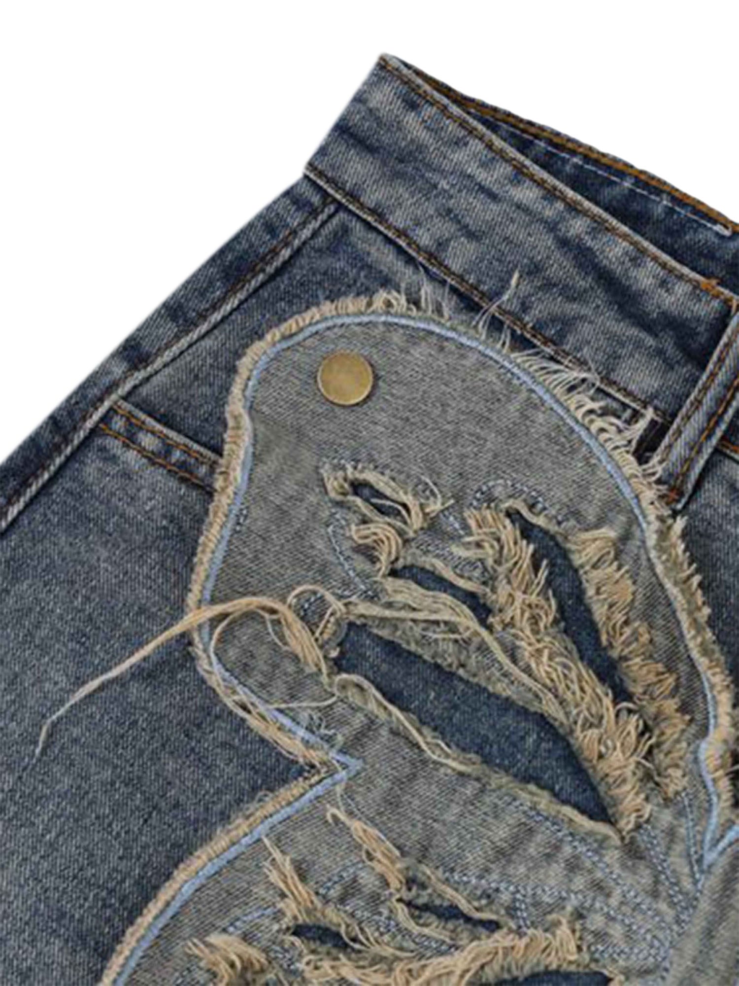 Sneakerhill Appliqued Butterfly Embroidered Jeans SP2308103769