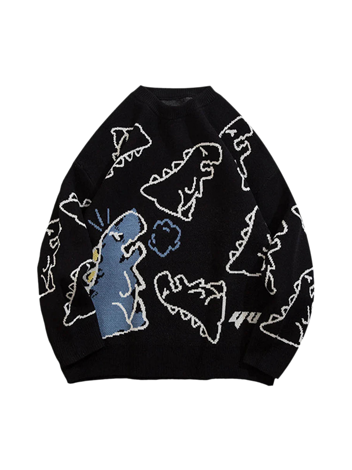 Sneakerhill Cartoon Dinosaur Printed Sweater - 1004 - sneakerhillcom