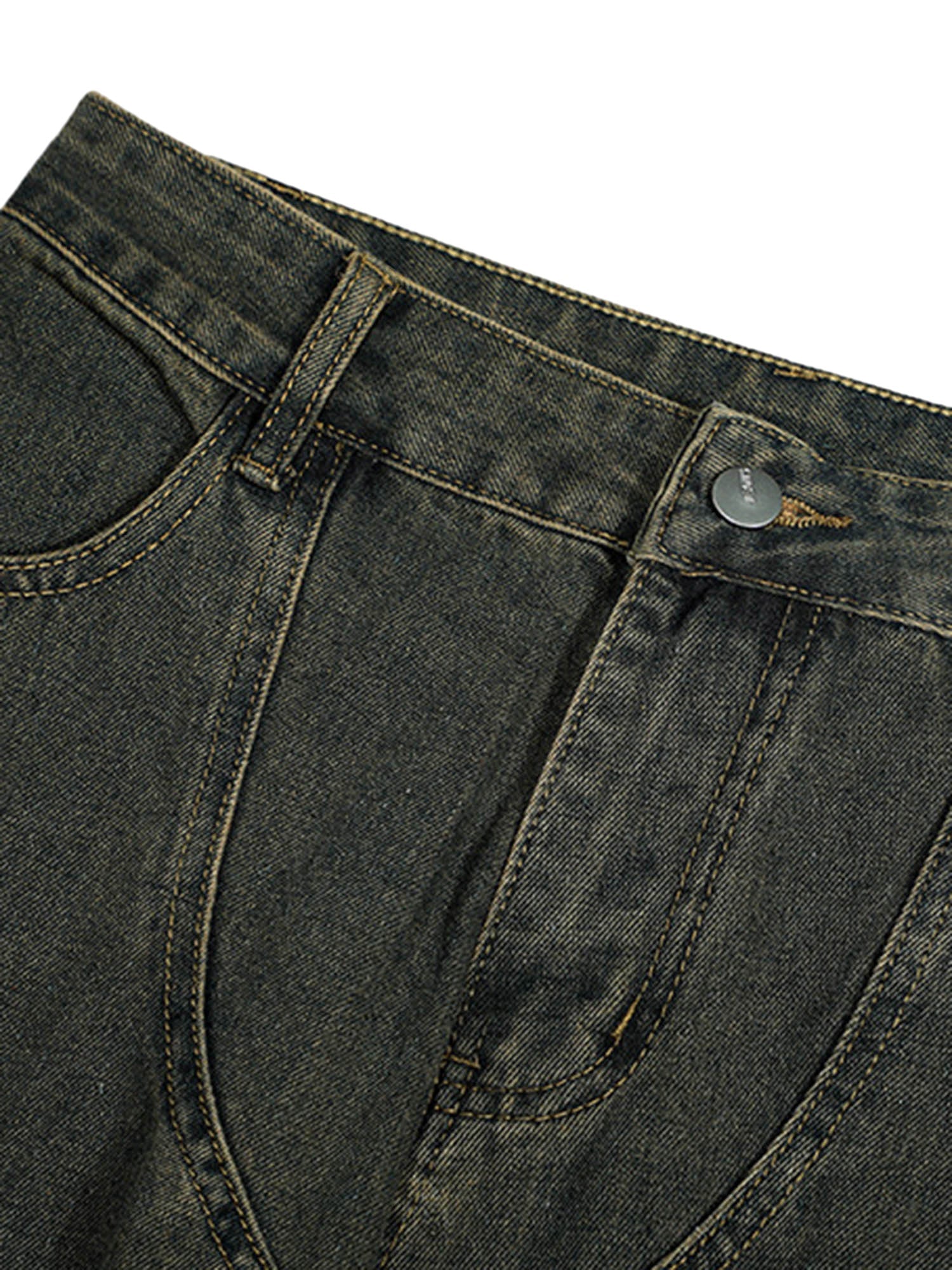 American Distressed Retro Multi-pocket Workwear Washed Jeans - sneakerhillcom