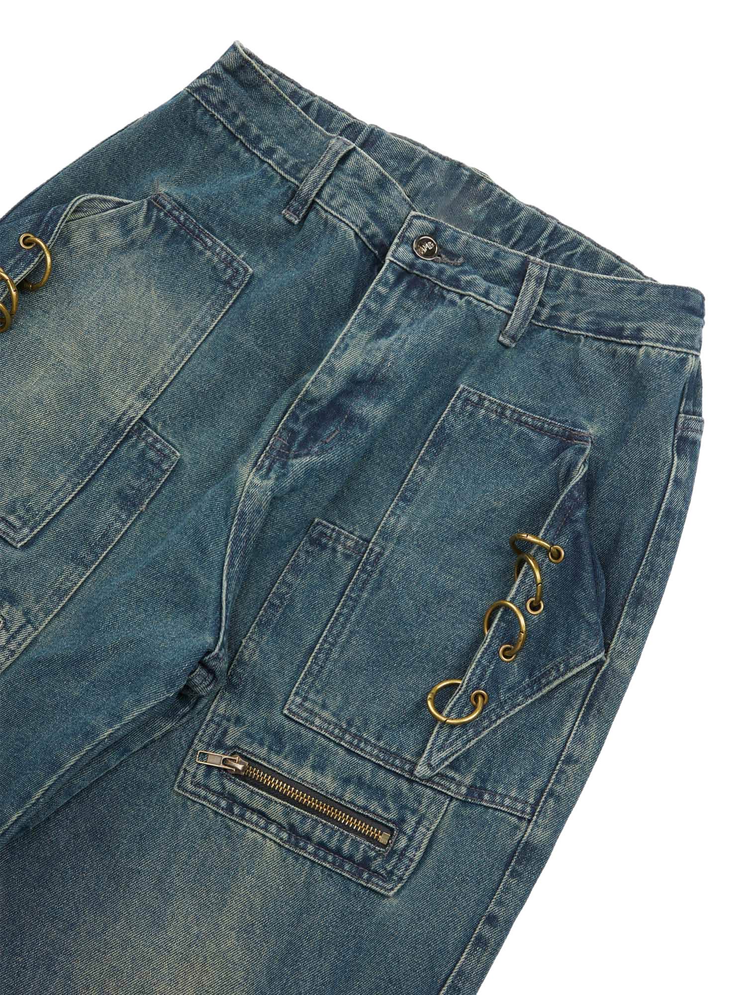 Sneakerhill High Street Heavy Duty Design Multi-pocket Jeans SP240302S59U