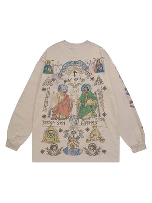 Sneakerhill American High Street Graffiti Long Sleeve T-Shirt