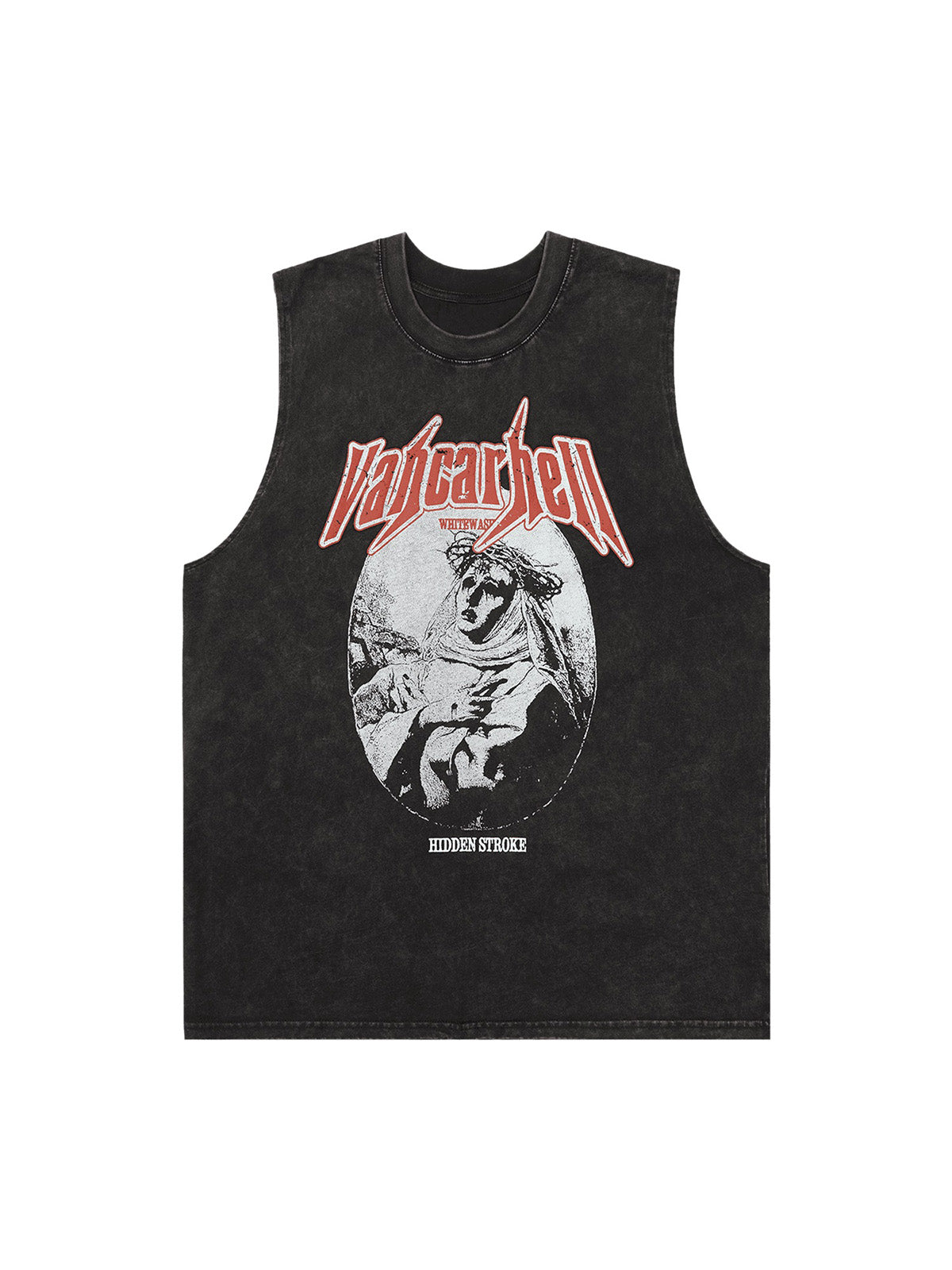 Sneakerhill Retro Washed Character Thorns Street Rap Vest SP240603PS9Y