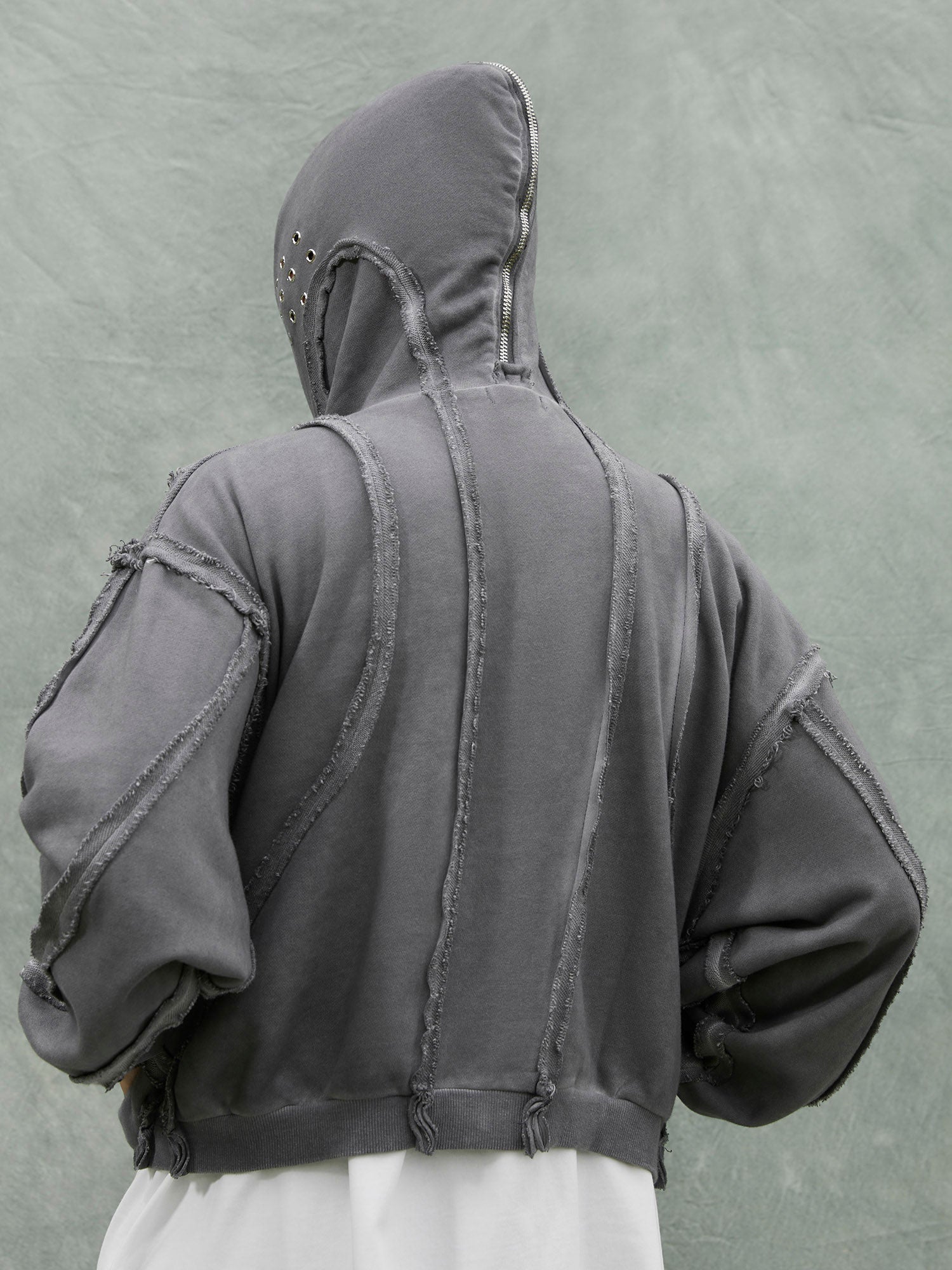 Sneakerhill Heavyweight Washed Distressed Full Zip Hoodie - 2057