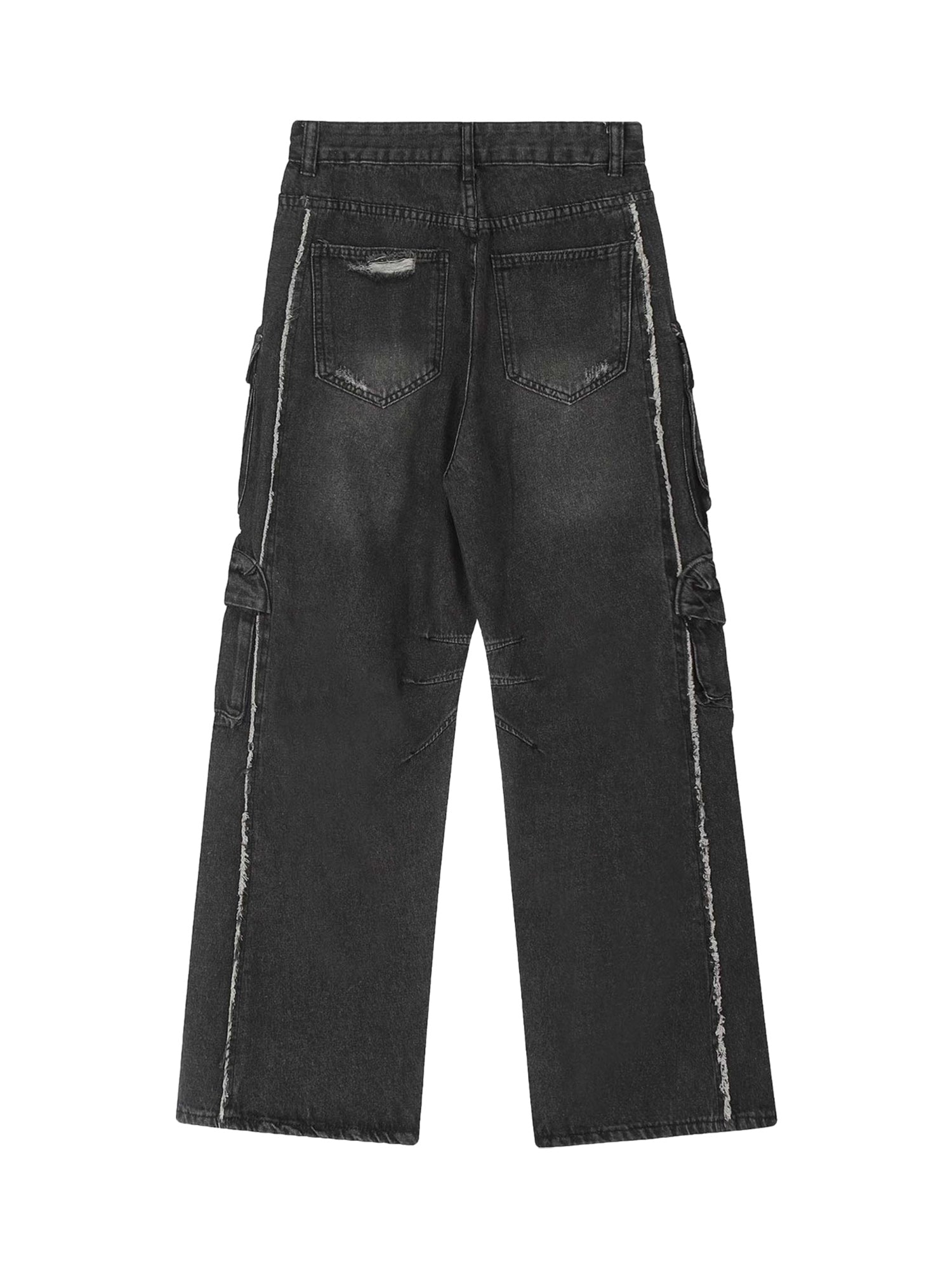 Sneakerhill Washed Multi-pocket Work Cargo Jeans - 1830 SP231020C4EN