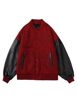 Sneakerhill Symbol Embroidery PU Leather Racing Jacket -1133 SP220224ADLI