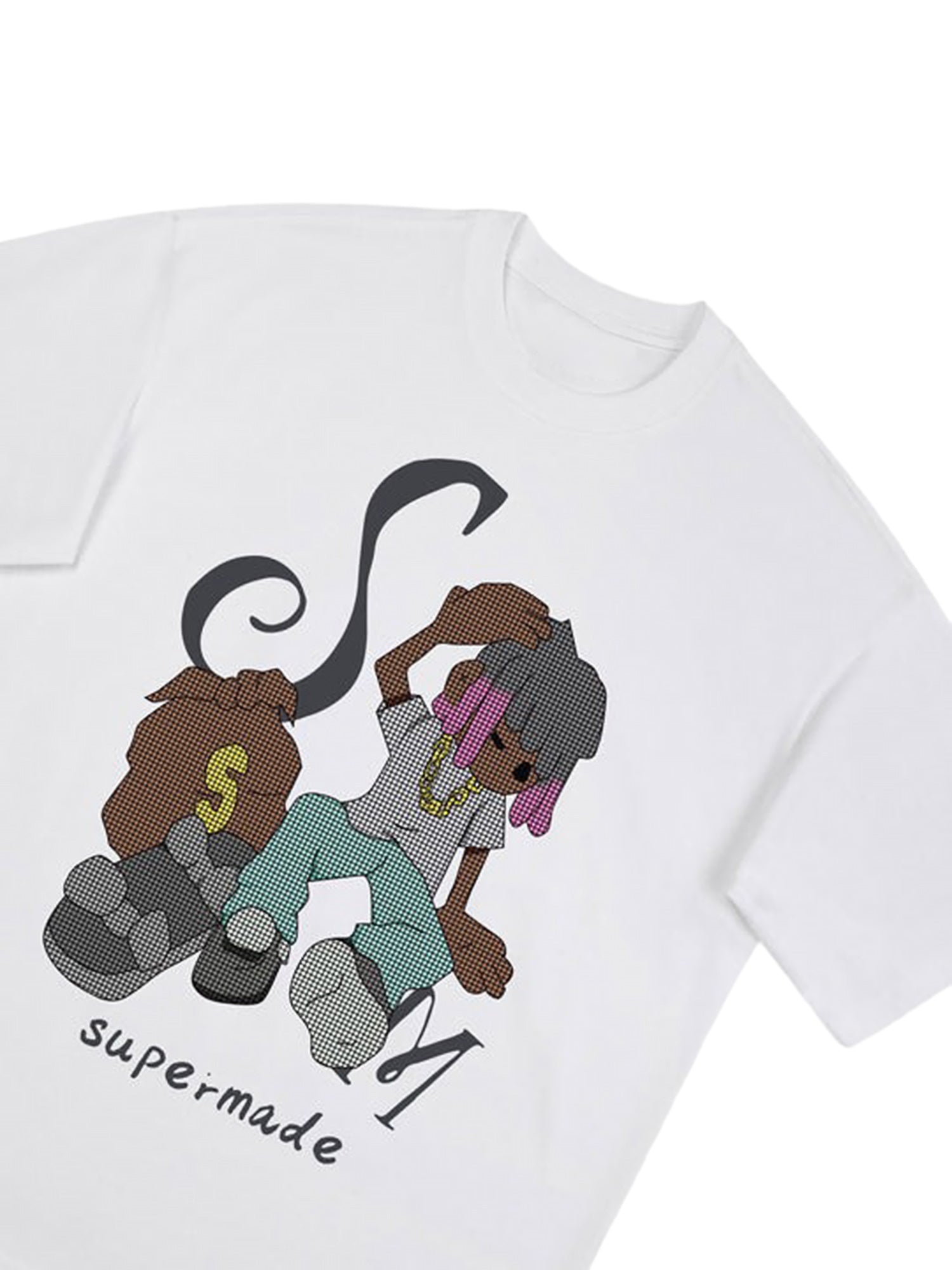 Sneakerhill Hip Hop Cartoon Character Print T-shirt