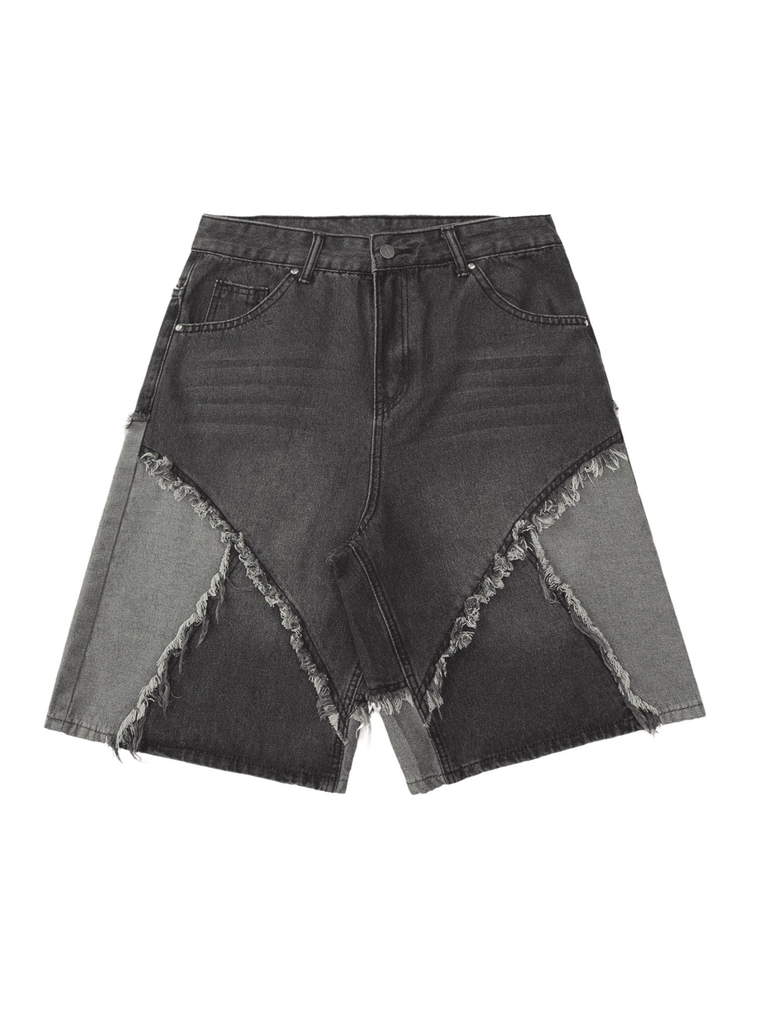 Sneakerhill Contrast Denim Patchwork Hip-Hop Shorts - 2071 SP240605ULV1