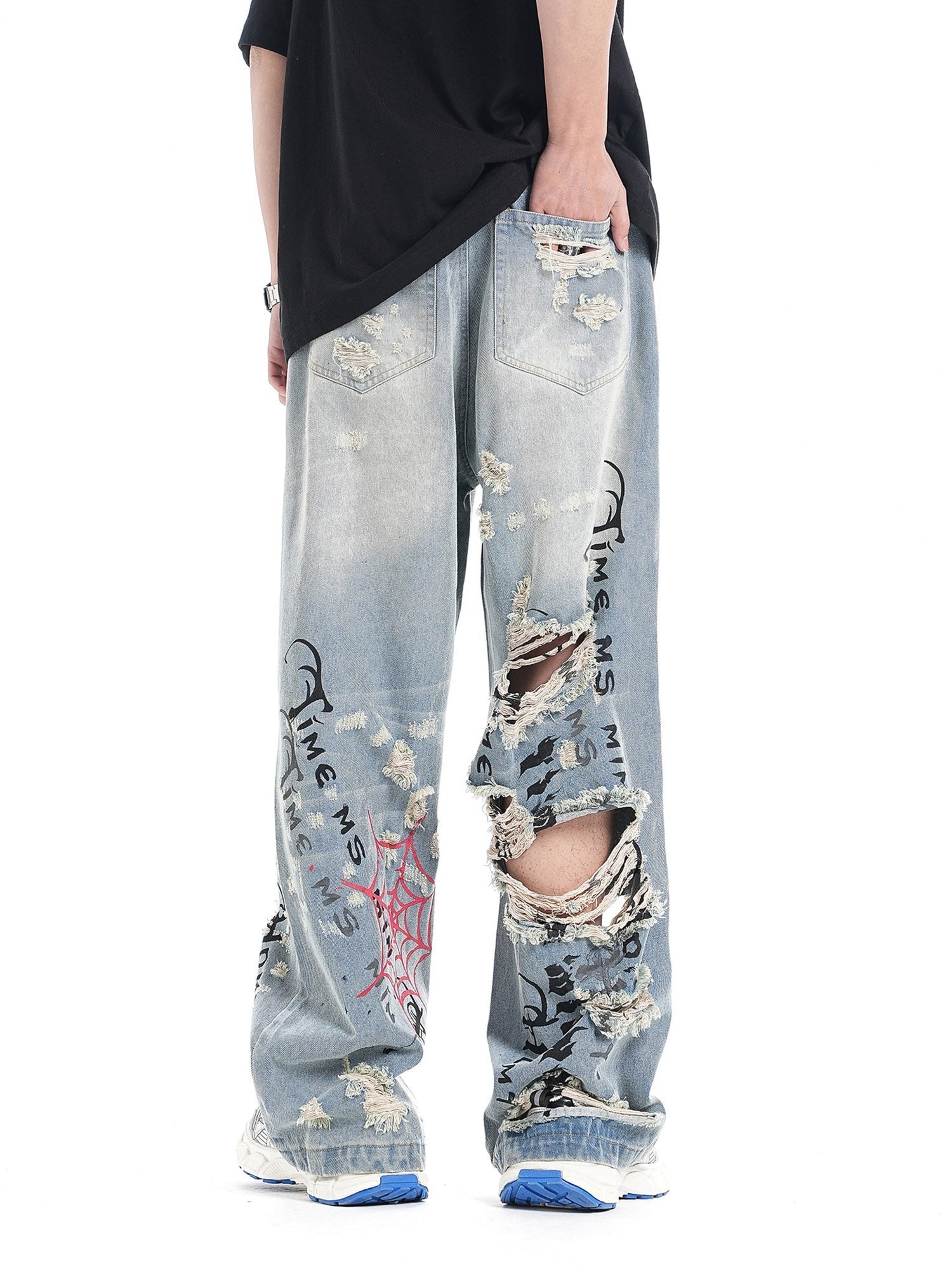 Personalized Cut Hand-printed Jeans - sneakerhillcom