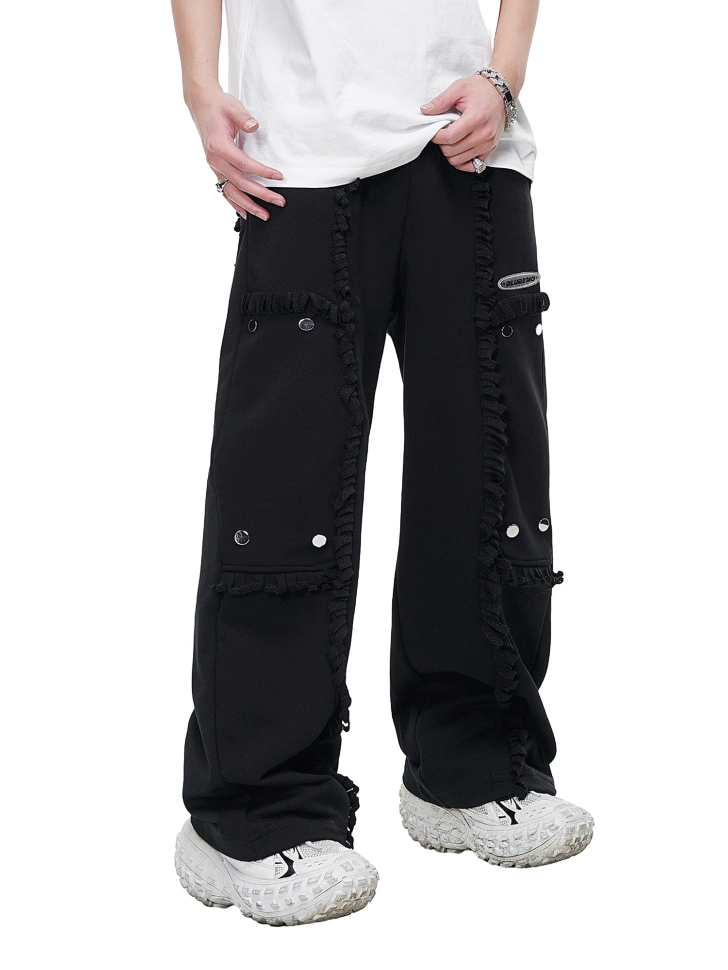 Sneakerhill High Street Spliced Button Patchwork Pants SP240426D7S4