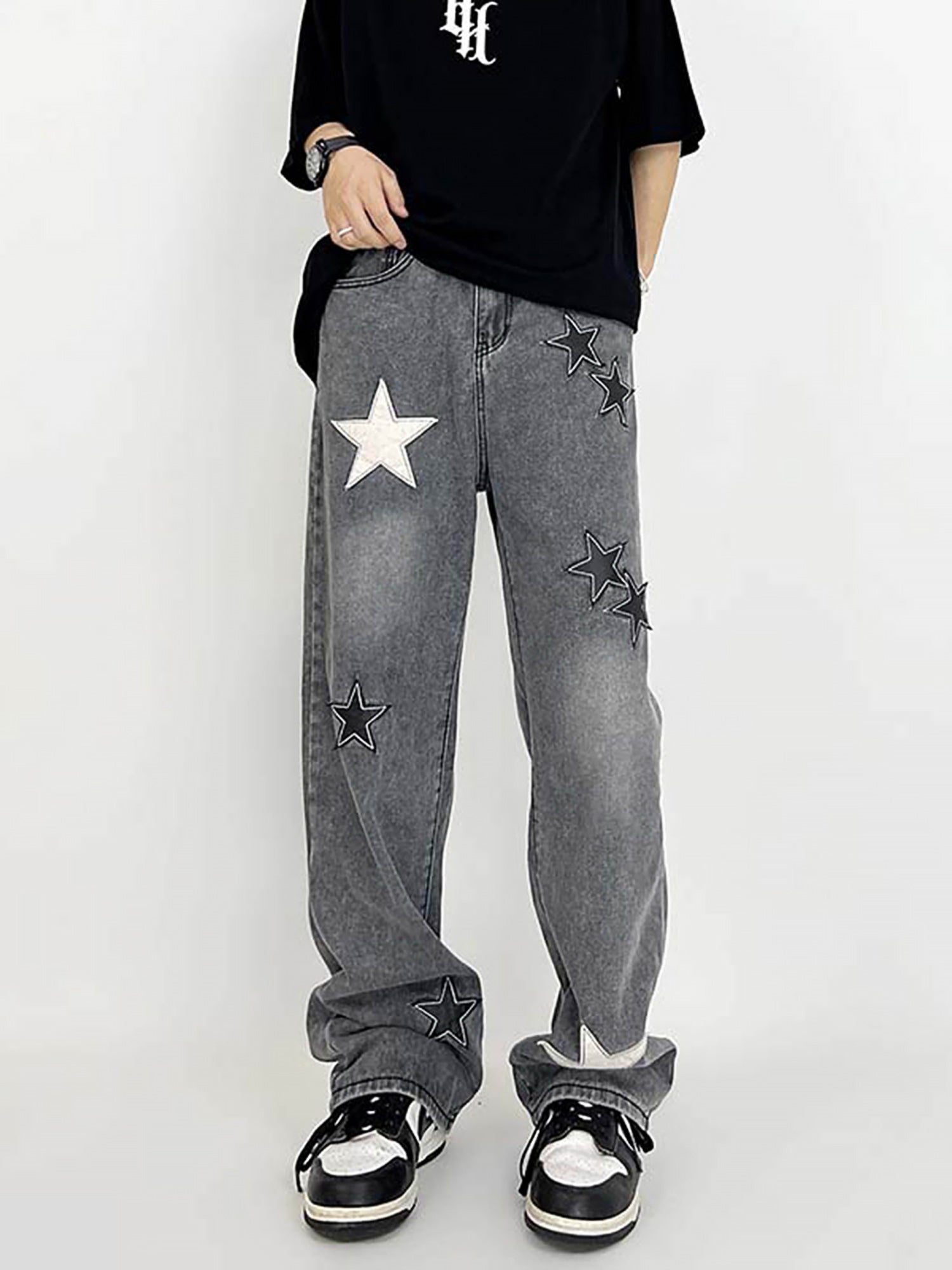 Sneakerhill Star Patch Embroidery Jeans SP230614FINO