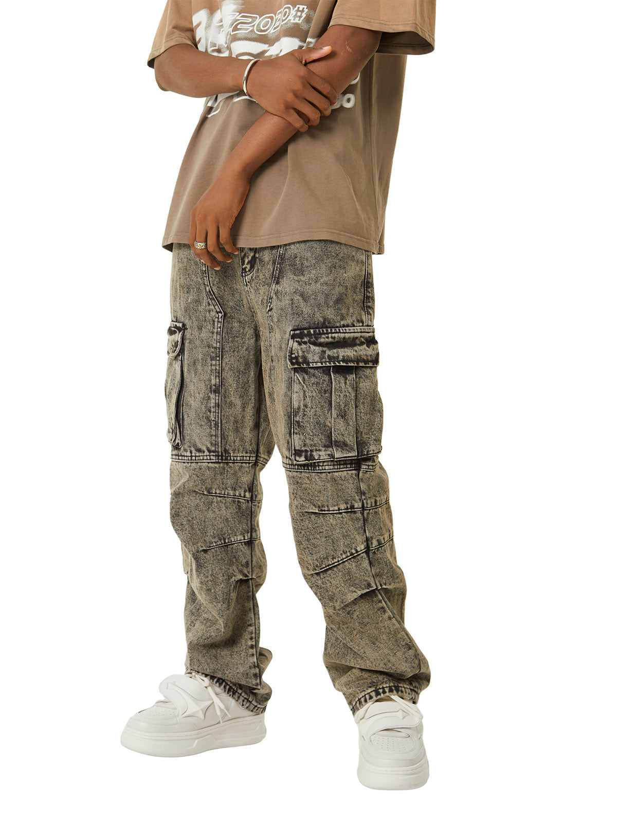 Sneakerhill American Street Style Washed Distressed Work Jeans - sneakerhillcom