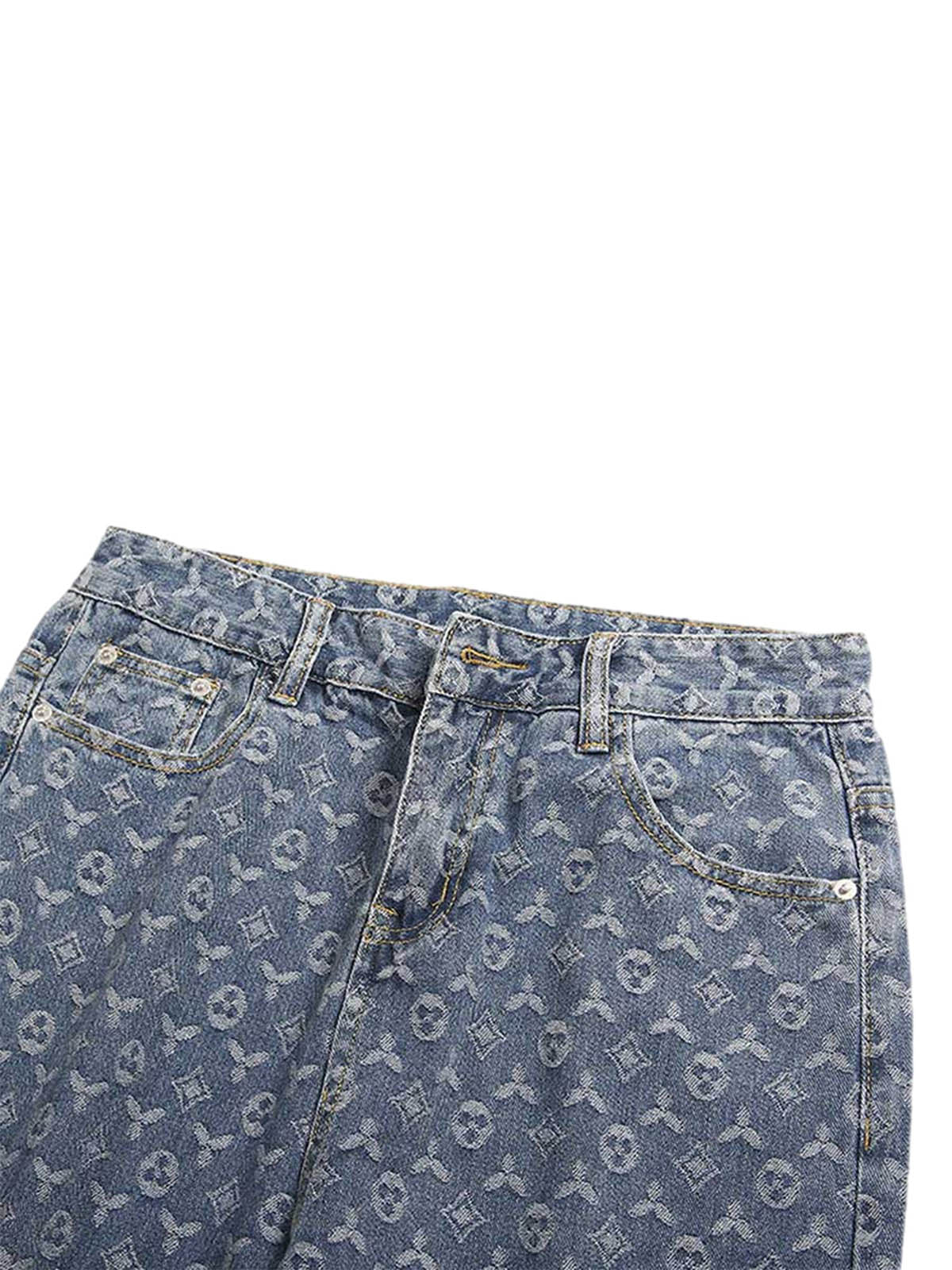 Sneakerhill Jacquard Baggy Denim Jeans-1532 SP220628KUGE