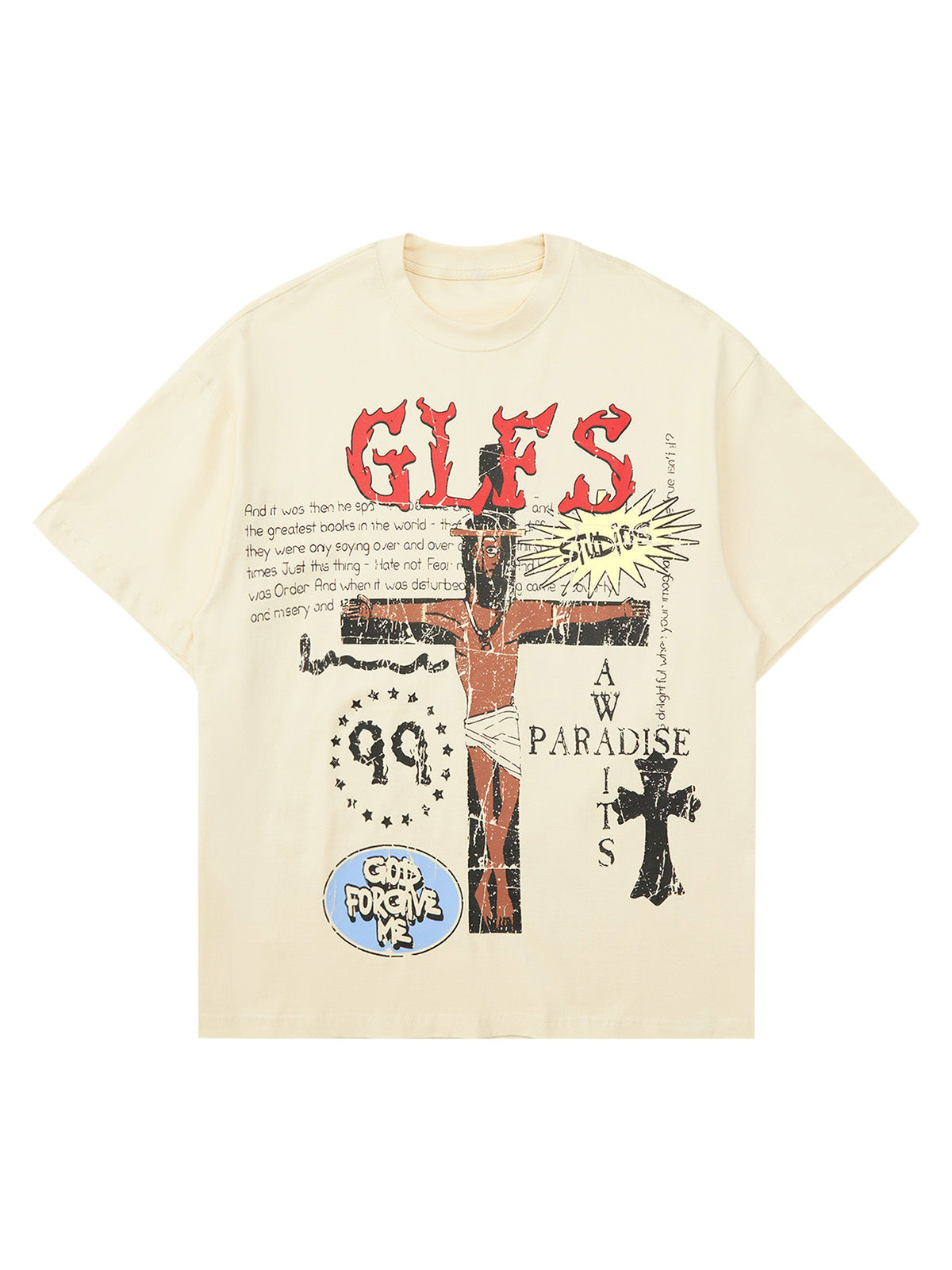 Sneakerhill Funny Jesus Graffiti Street Rap T-shirt SP240603NKBA