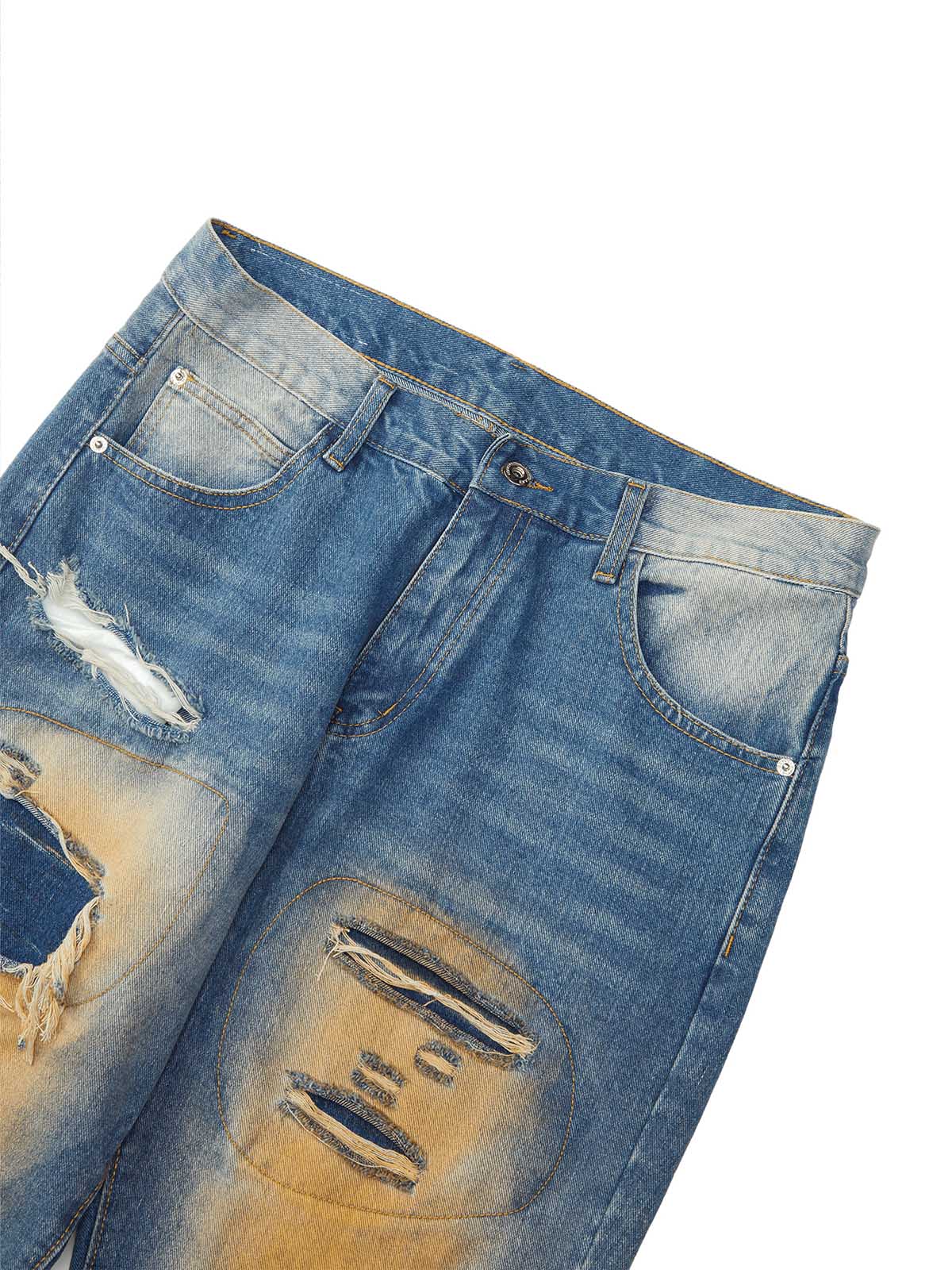 Sneakerhill High Street Washed Spray Paint Ripped Jeans - sneakerhillcom