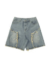 Sneakerhill Retro Stitching Diamonds Embroidery Shorts SP240605AMSJ