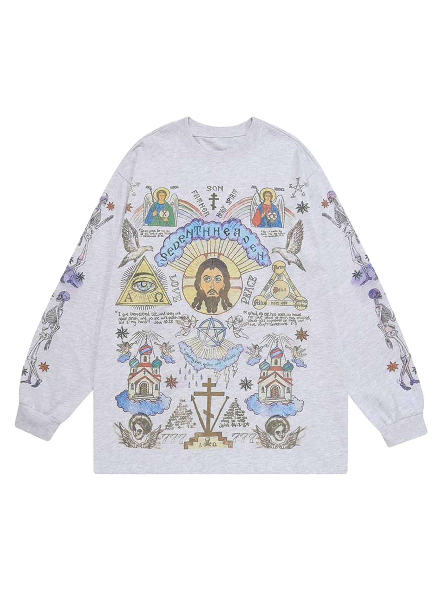 Sneakerhill American High Street Graffiti Long Sleeve T-Shirt