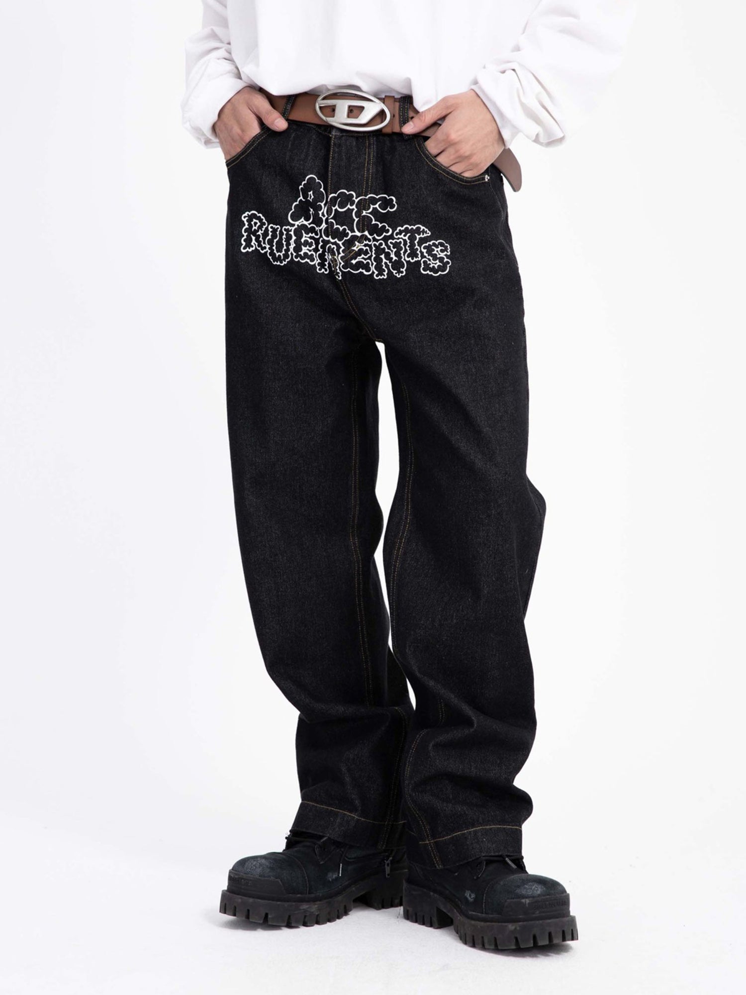 Sneakerhill Star Letter Print Jeans - 1594 SP230320TSM7