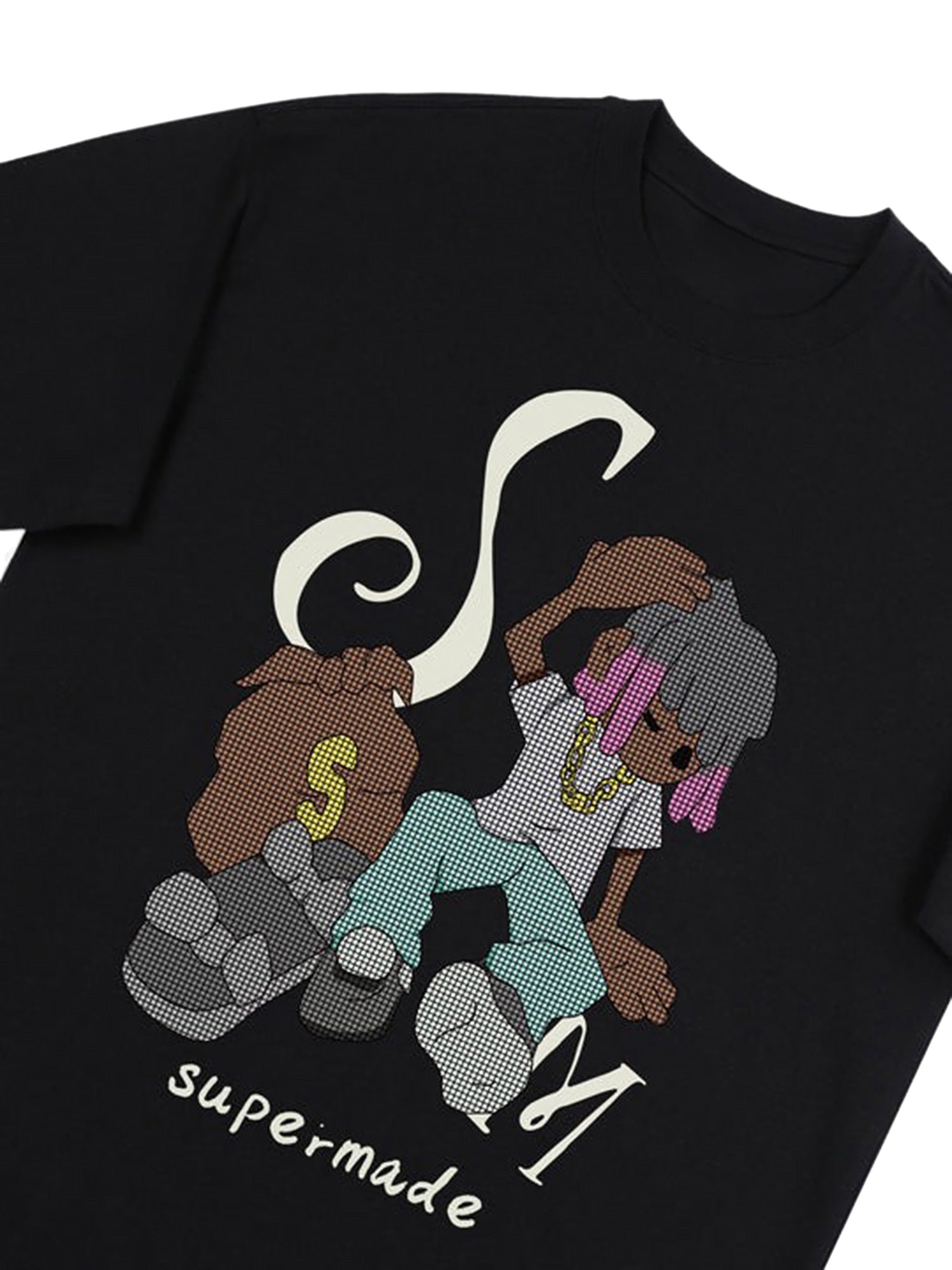 Sneakerhill Hip Hop Cartoon Character Print T-shirt