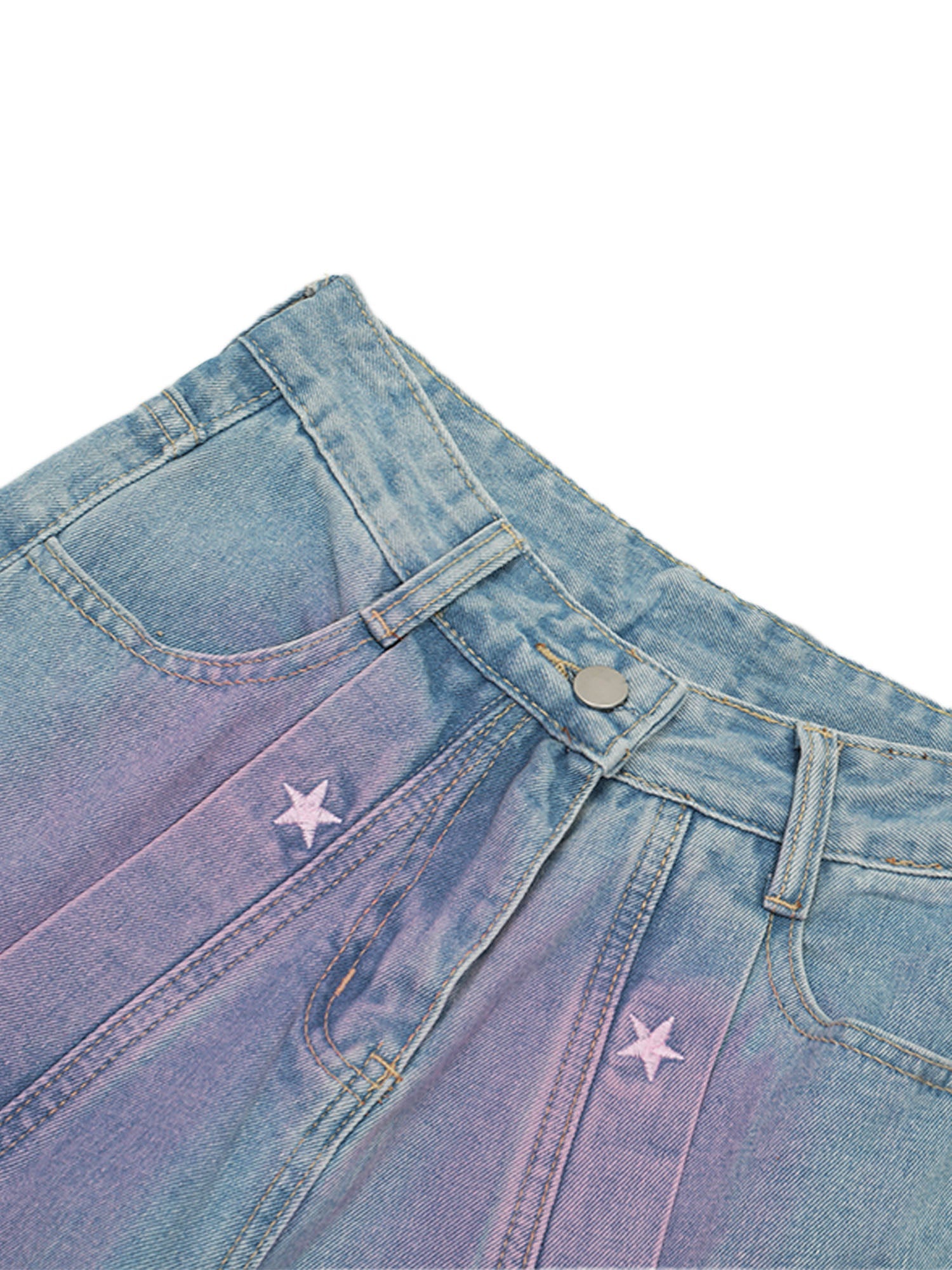 Sneakerhill American Retro Spray-painted Star Embroidered Jeans - sneakerhillcom