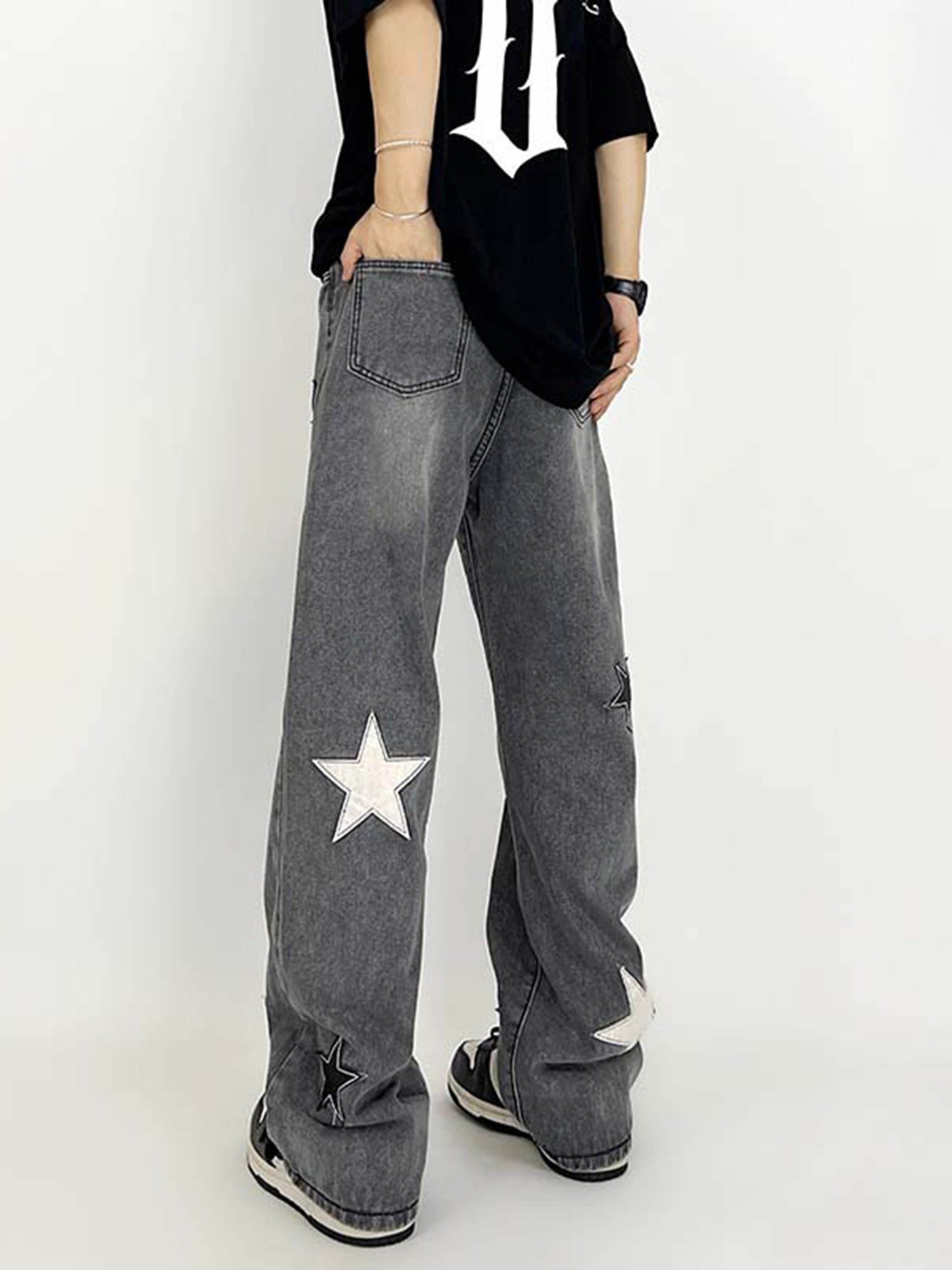 Sneakerhill Star Patch Embroidery Jeans SP230614FINO