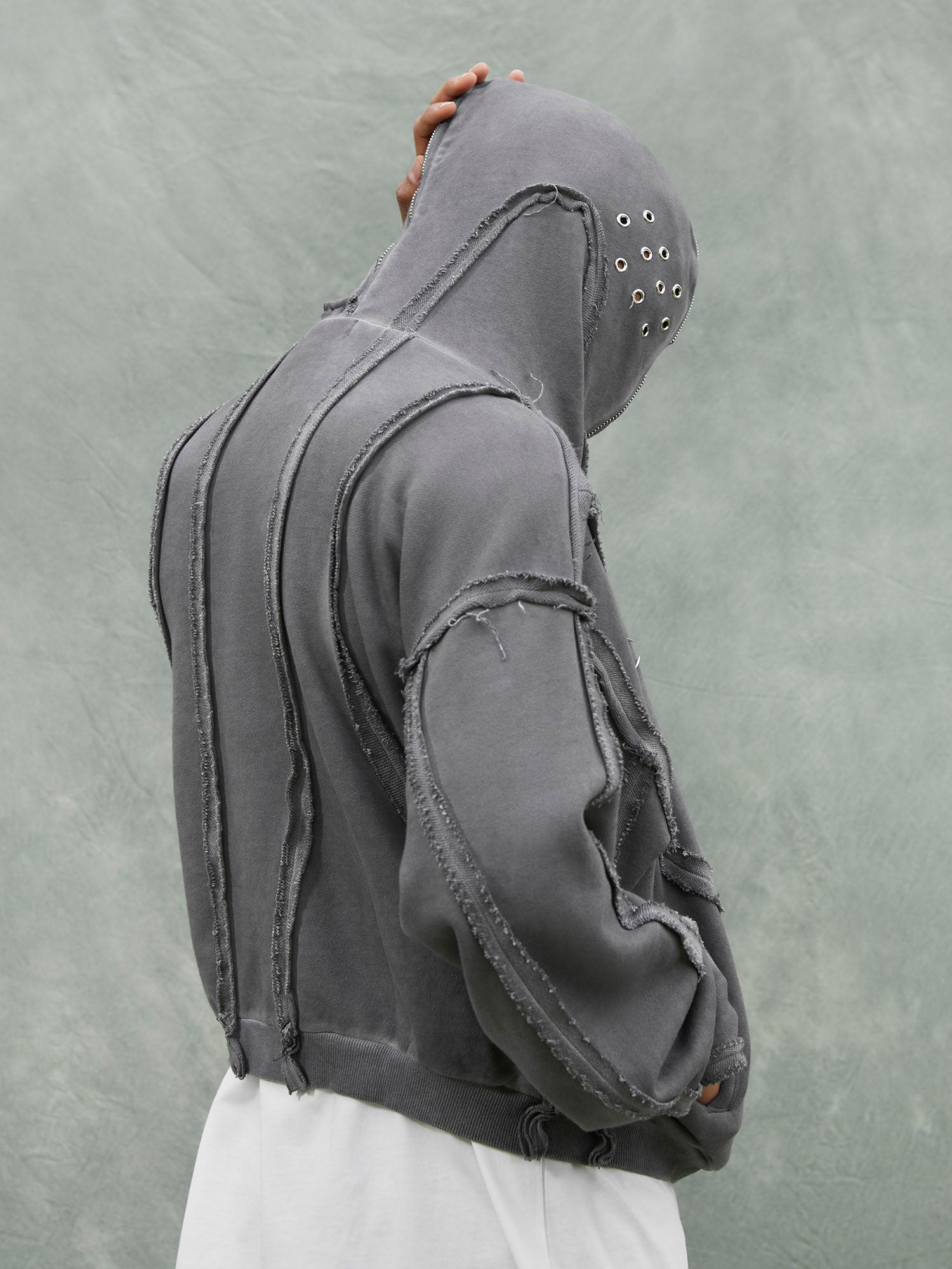 Sneakerhill Heavyweight Washed Distressed Full Zip Hoodie - 2057