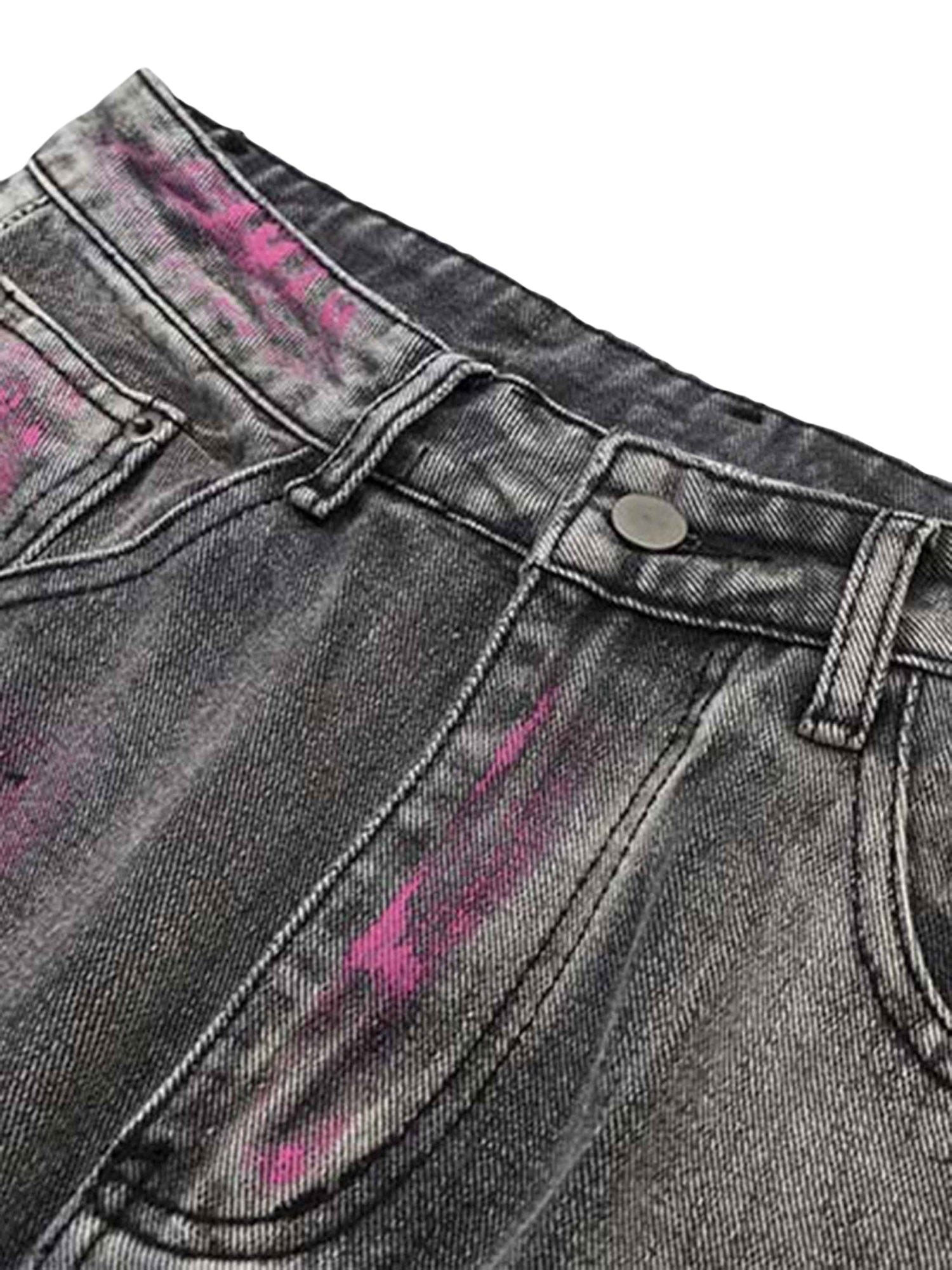 Sneakerhill Graffiti Distressed Washed Baggy Jeans - 1886 SP231020RG37