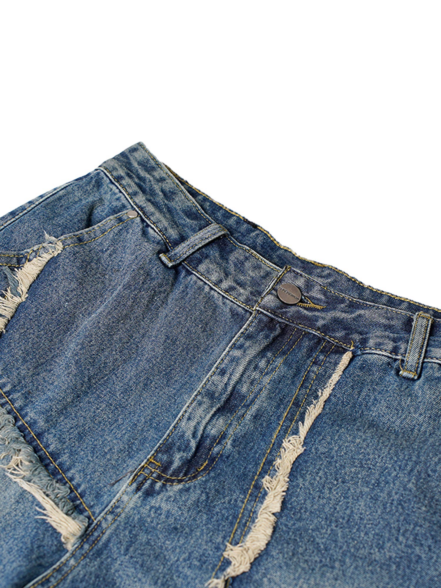 Sneakerhill High Street Irregular Beard Denim Shorts SP240613T3AG