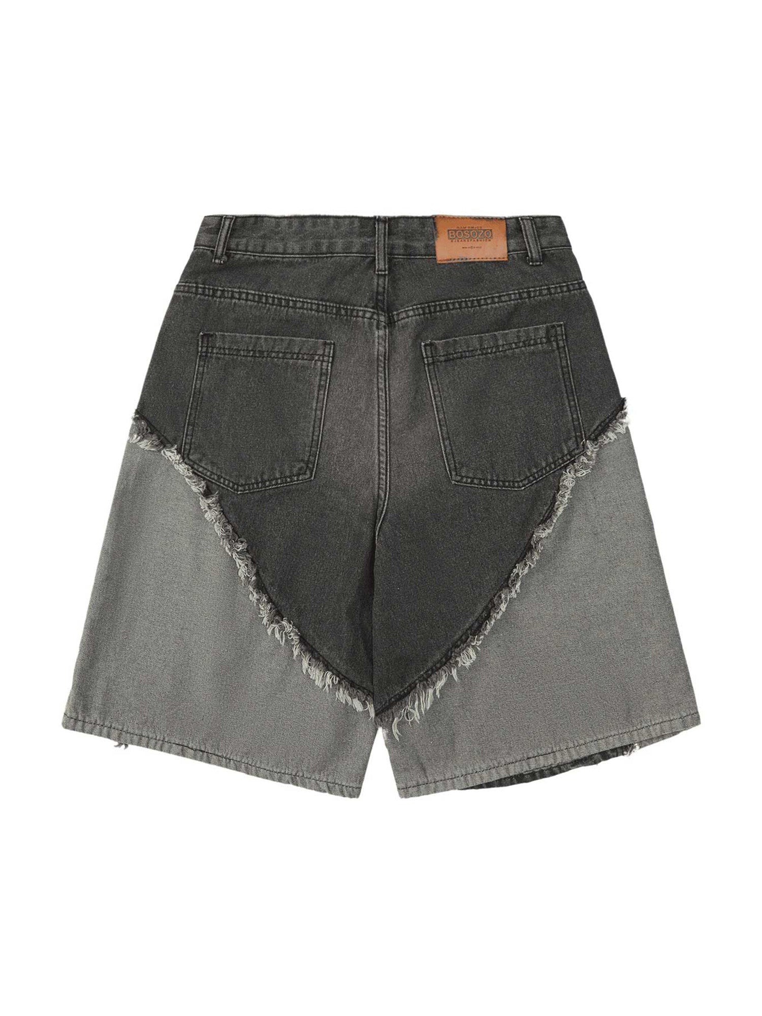 Sneakerhill Contrast Denim Patchwork Hip-Hop Shorts - 2071 SP240605ULV1