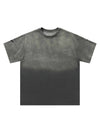 Sneakerhill Tie-dye Gradient Letter Embroidery T-shirt - 1542