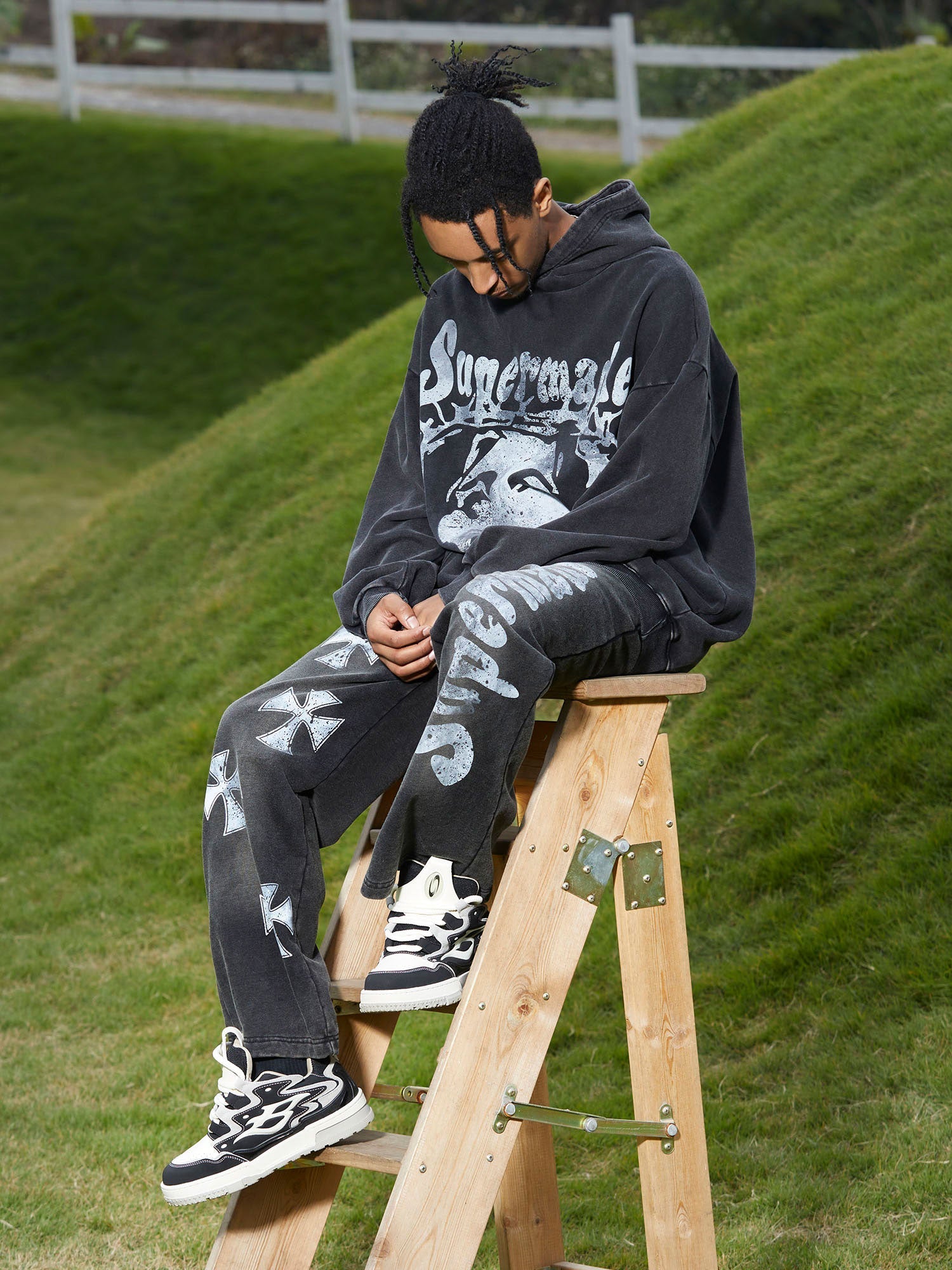 Sneakerhill Heavy Duty Washed Jesus Graphic Hoodie - 1973