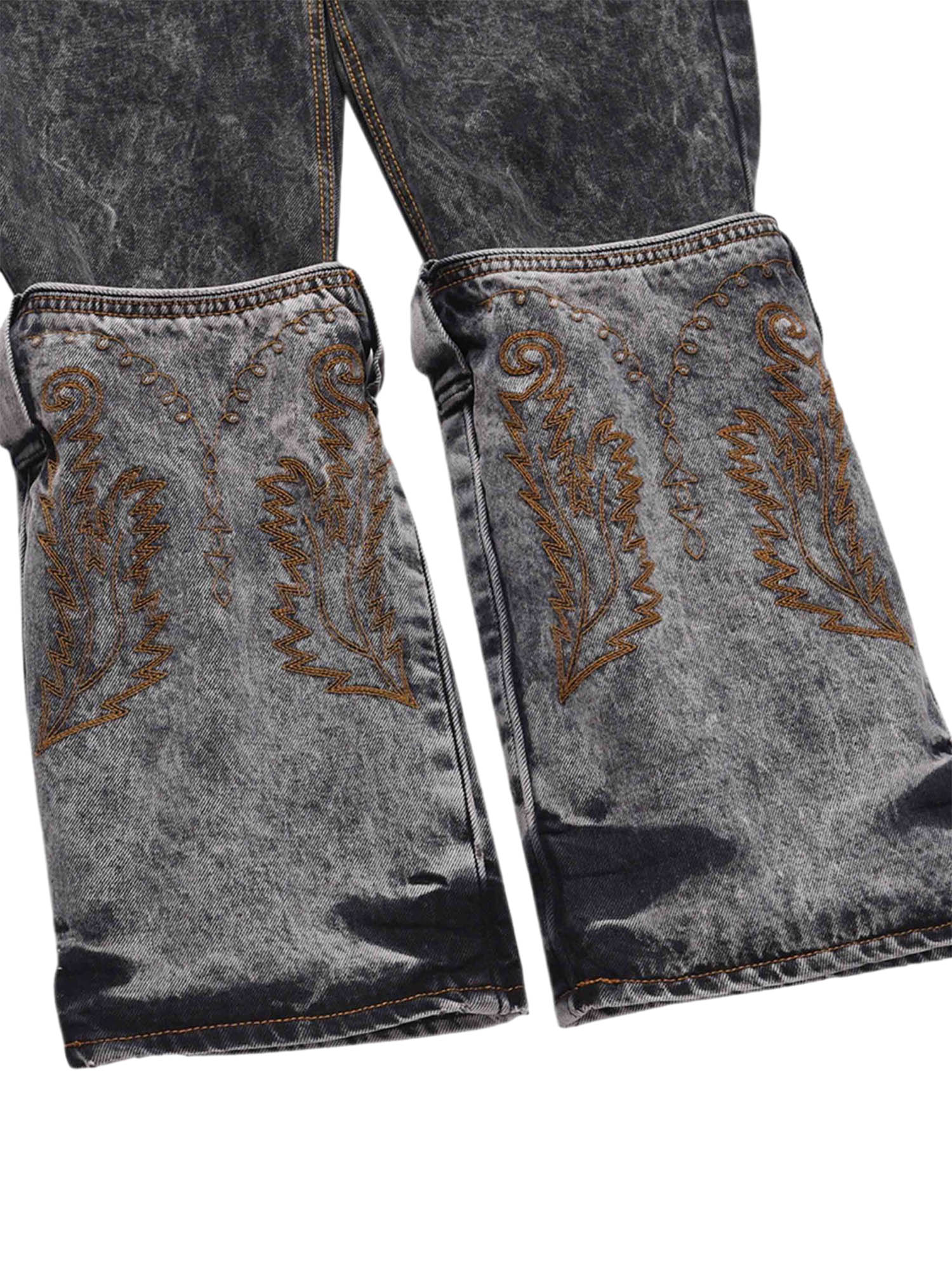 Sneakerhill Acid wash Embroidery Stitching Two-tone Jeans - 1744 SP231006VRH1