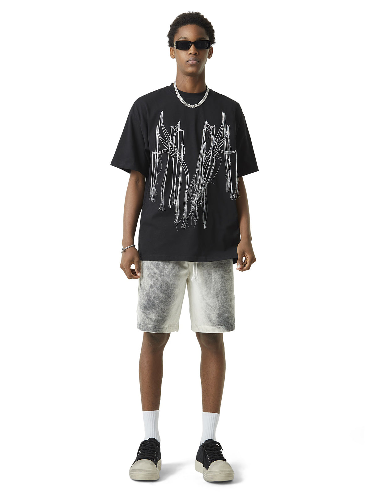 Sneakerhill Spray-painted Woodcut Hip-Hop Shorts SP240604MKNL