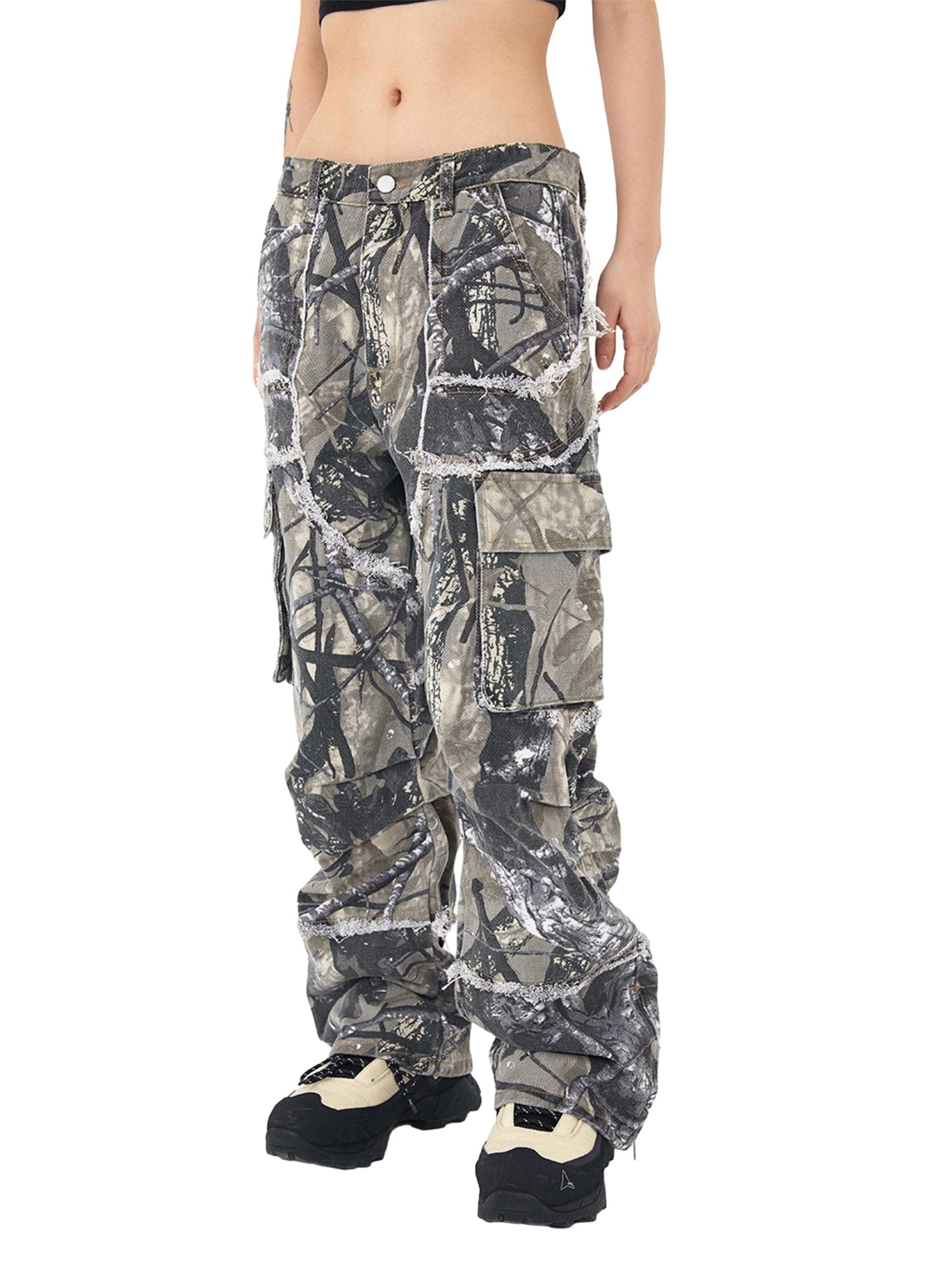 Sneakerhill Camouflage Leaf Straight Leg Pants- 1870 SP230918B274