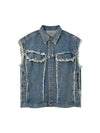 Sneakerhill High Street Washed Raw Edge Denim Vest SP240514PSD6