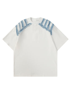 Sneakerhill Niche Design Patchwork Short-sleeved T-shirt SP240417Y7OJ