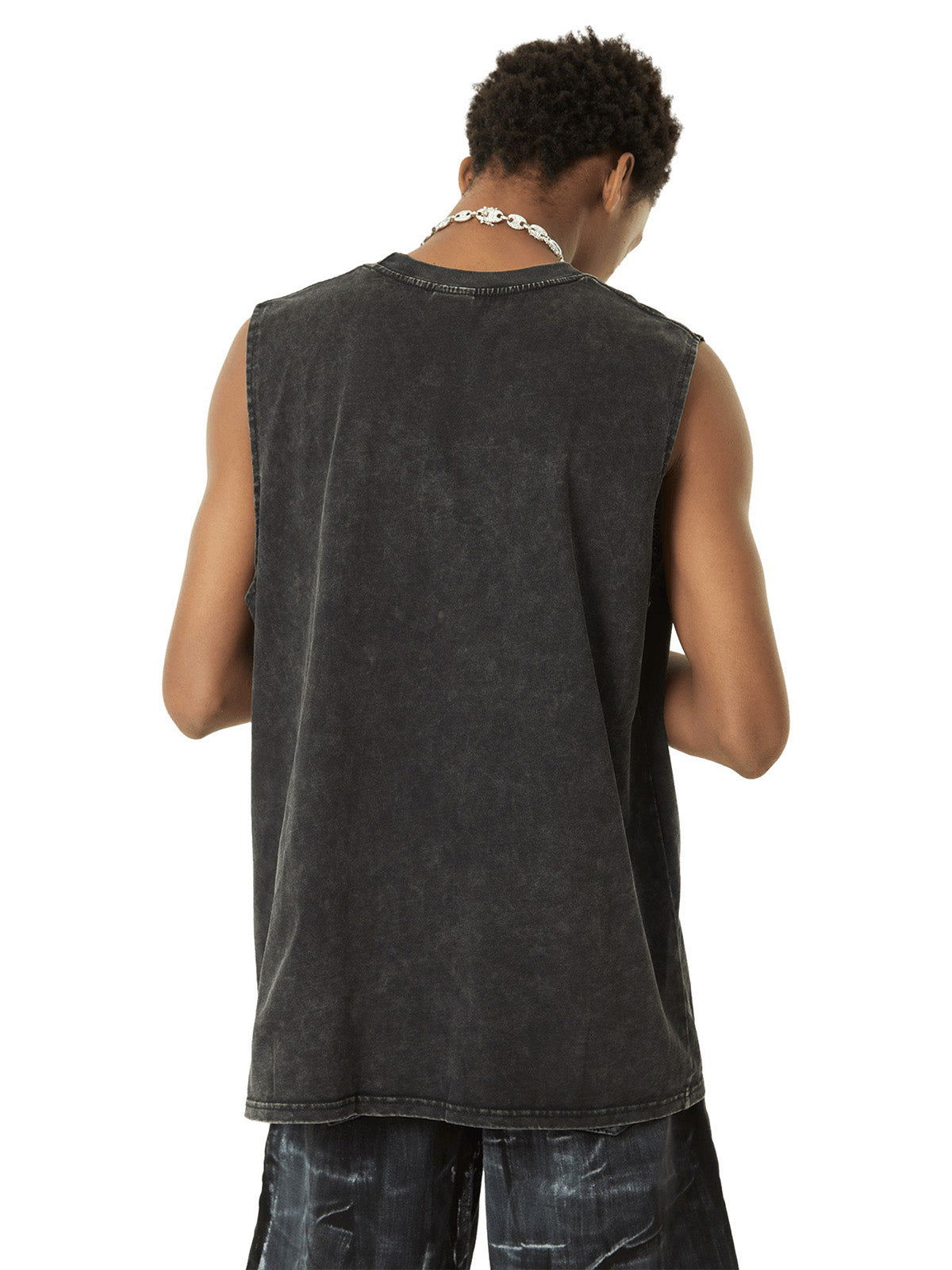 Sneakerhill Retro Washed Character Thorns Street Rap Vest SP240603PS9Y