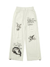 Sneakerhill Cut Hole Angel Drawing Letter Pants