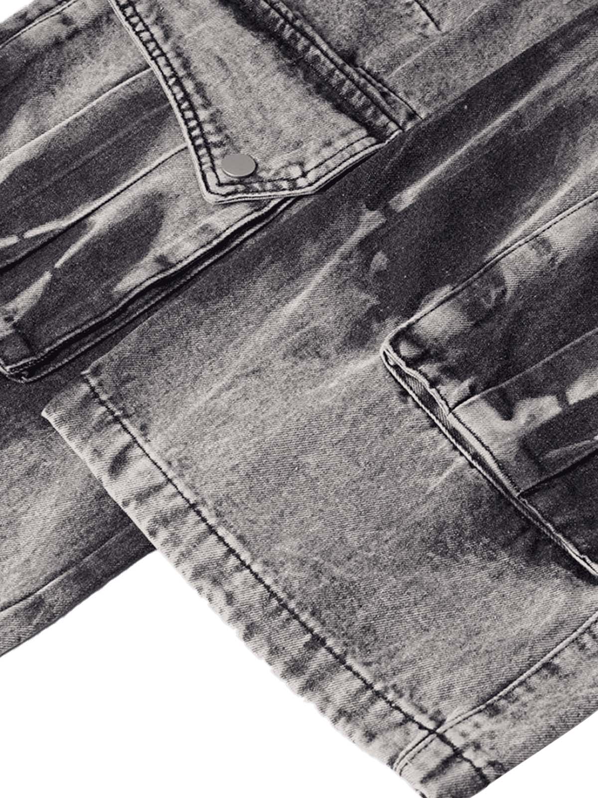 Sneakerhill High Street Washed Distressed Work Jeans - 2163 - sneakerhillcom