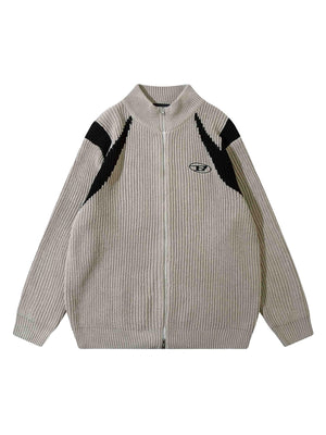 Sneakerhill Color Block Zipper Cardigan Sweater-1509 SP221226QUSY