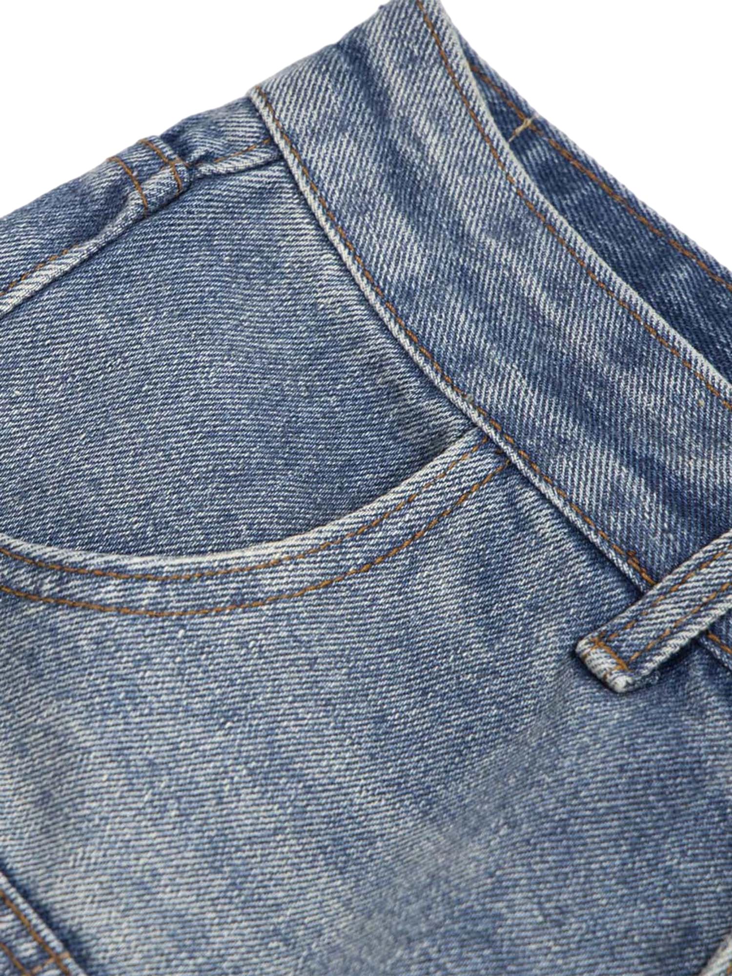 Washed Distressed Topstitch Denim Jorts - 2067 SP240329O964